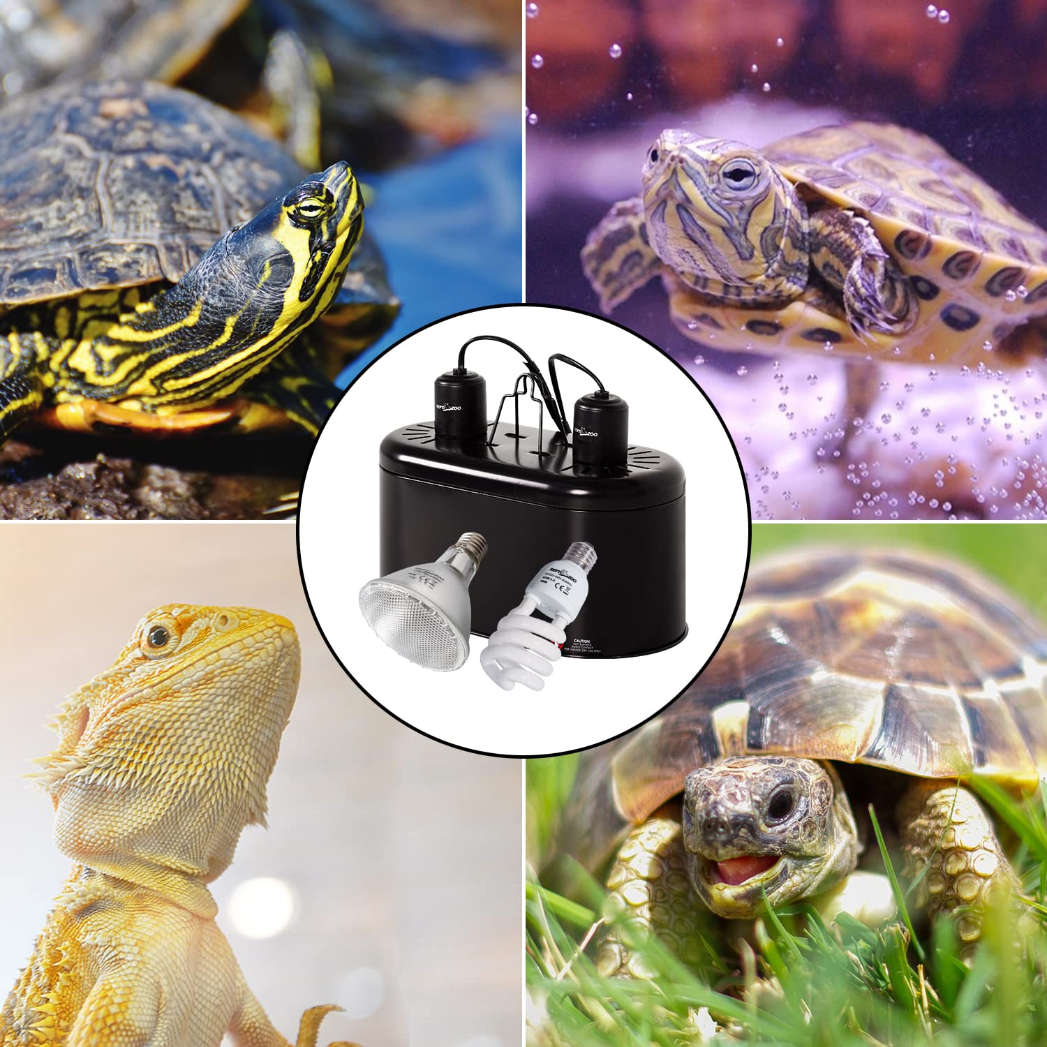 REPTI ZOO Reptile Heat Lamp Reptile Light Fixture Combo Pack, 100W UVA Turtle Basking Spot Lamp Reptile Heat Bulb & 26W UVA UVB Reptile Light Fluorescent UVB Bulb 5.0 - image 6