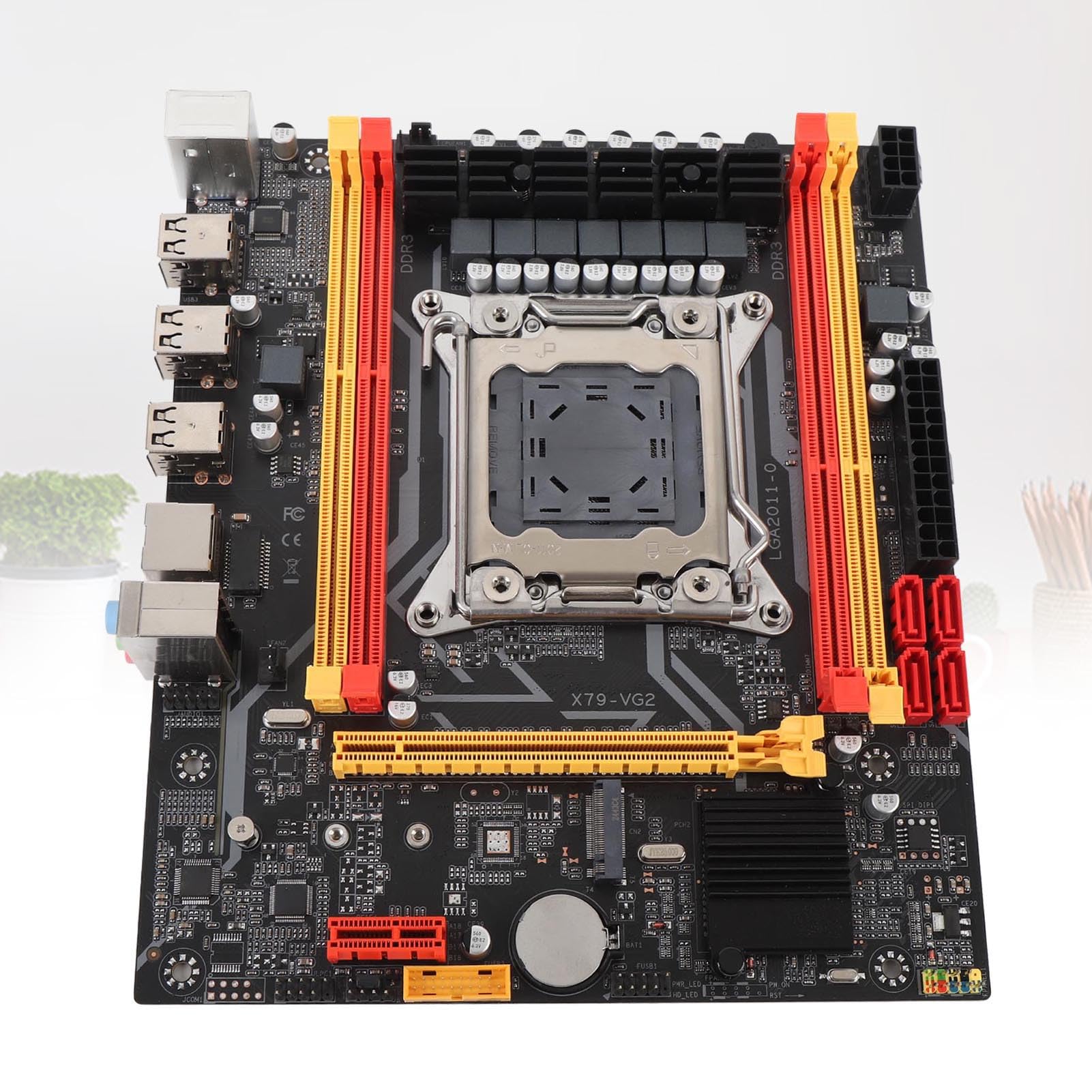 Cuifati Placa Base LGA 2011 Gaming, Equipada con Chipset X79, 6 USB 2.0, 2 Canales de Ranura DDR3 RAM, Puerto M.2 para E5 V1, V2 y 3a 4a Generación para Procesadores de la Serie Core I7