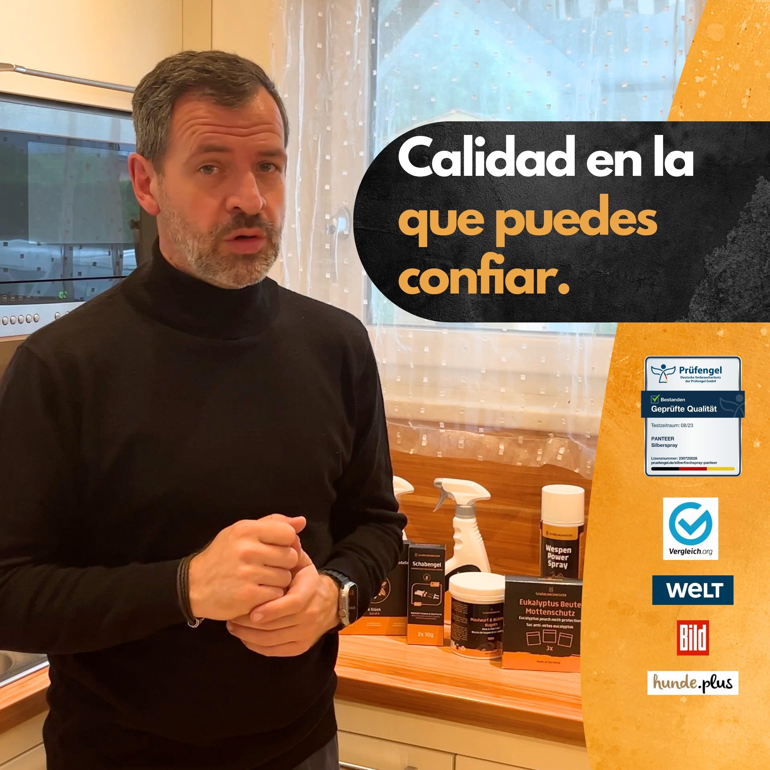 Panteer ® Spray antipolillas 500ml - protección antipolillas contra polillas de los Alimentos y polillas de la Ropa - Lucha contra Las polillas sin permetrina - Fabricado en Alemania