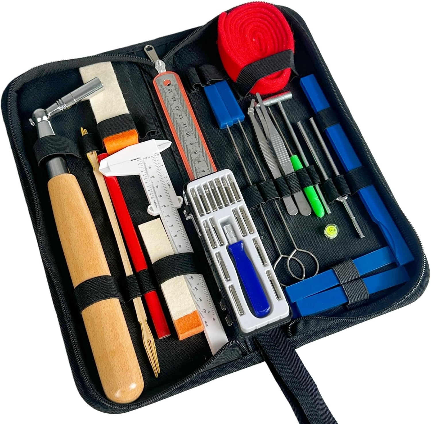 Piano Tuning Tool Kit Set 37 Pcs Tools for All Pianos Include Tuner Wrench Hammer Rubber Mutes with Portable Case