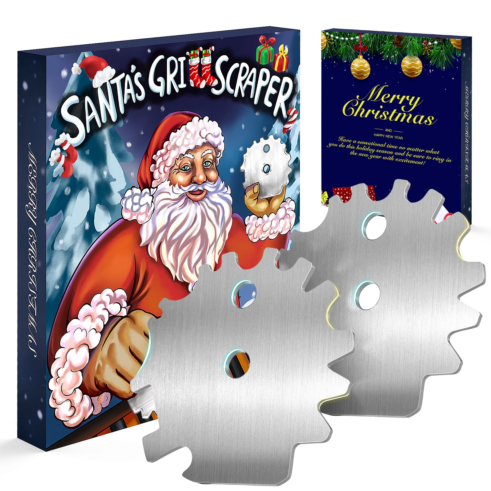 BSTTEK 2Pack13in 1 Grill Scraper, Christmas Stocking Stuffers for Adults, Men, Dad, Husband, Boyfriend, Father, Bristle-Free Griddle Cleaner, Cool KitchenGadgets Accessories