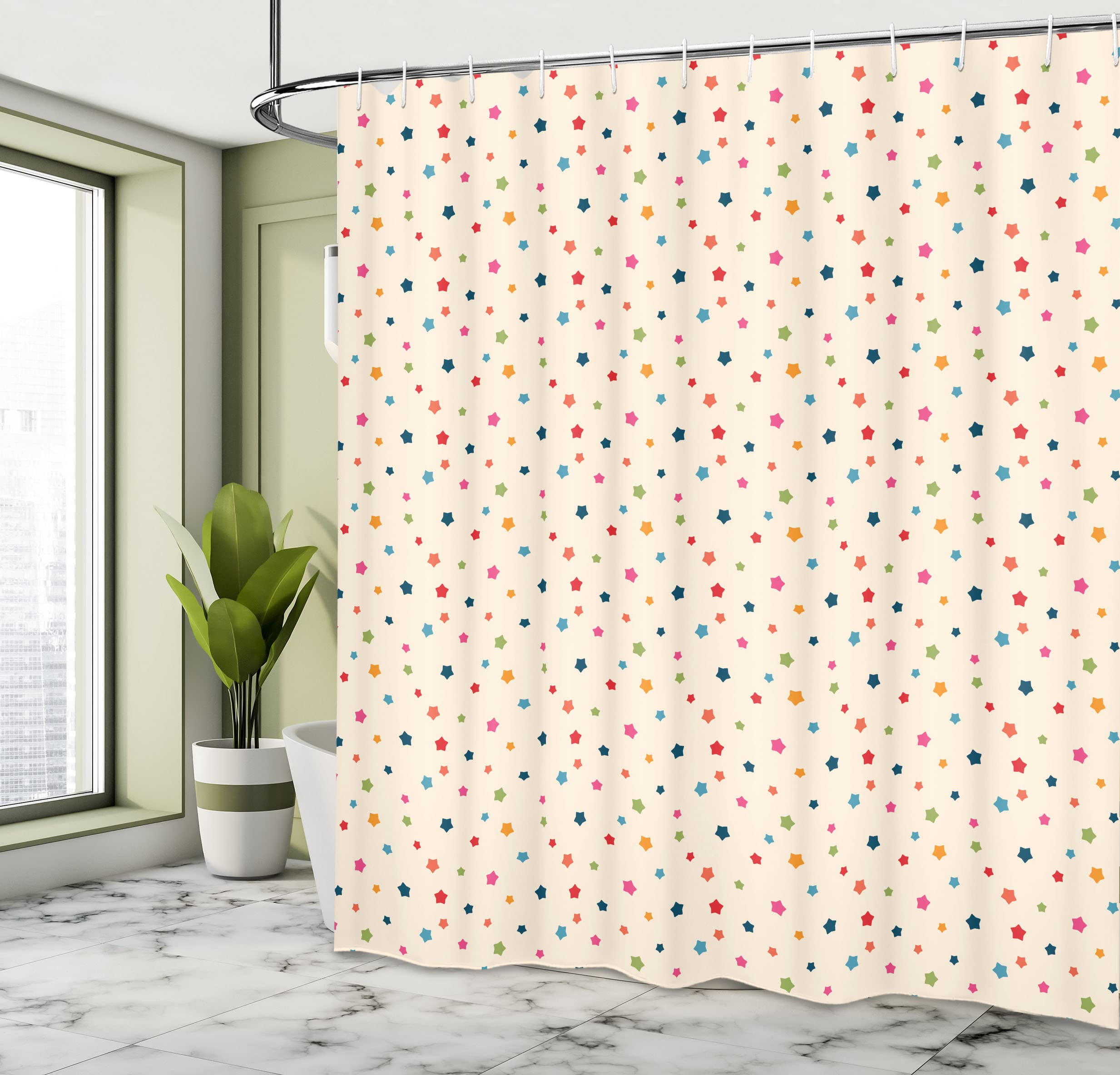 ABAKUHAUS Modern Shower Curtain, Modern Stars Texture Print in Various Sizes Limitless Stellar Cosmic Concept - Image 4