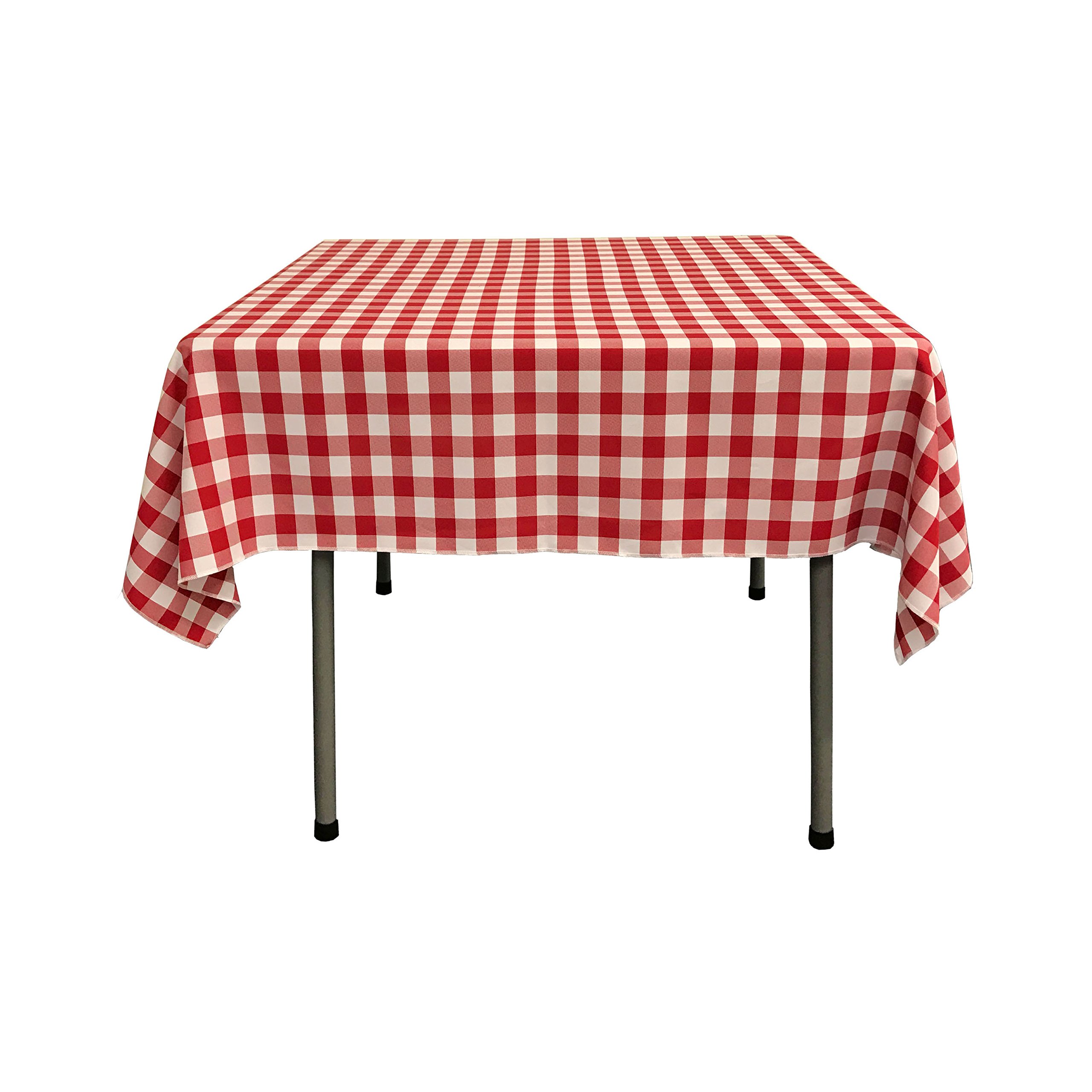 LA Linen Gingham Tablecloth - Checkered Tablecloth for Parties, Picnics & More - Farmhouse Tablecloth - Spring Tablecloth - Picnic Tablecloth - Cloth Tablecloths for Square Tables - 58"x58" Red