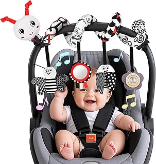 Zendstanding Pram Toy - Updated Version Baby Seat Toy Baby Toy 0-6 Months Black White Contrast Hanging Toy Baby Toy from 3 Months Newborn Gifts