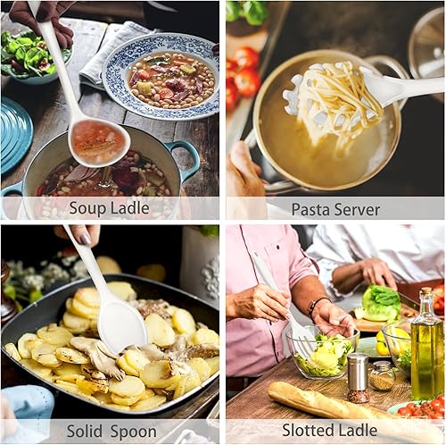 Miniatura 4 de P&P CHEF Juego de utensilios de cocina de silicona de 7 piezas, juego de utensilios de cocina resistente al calor para sartenes antiadherentes,