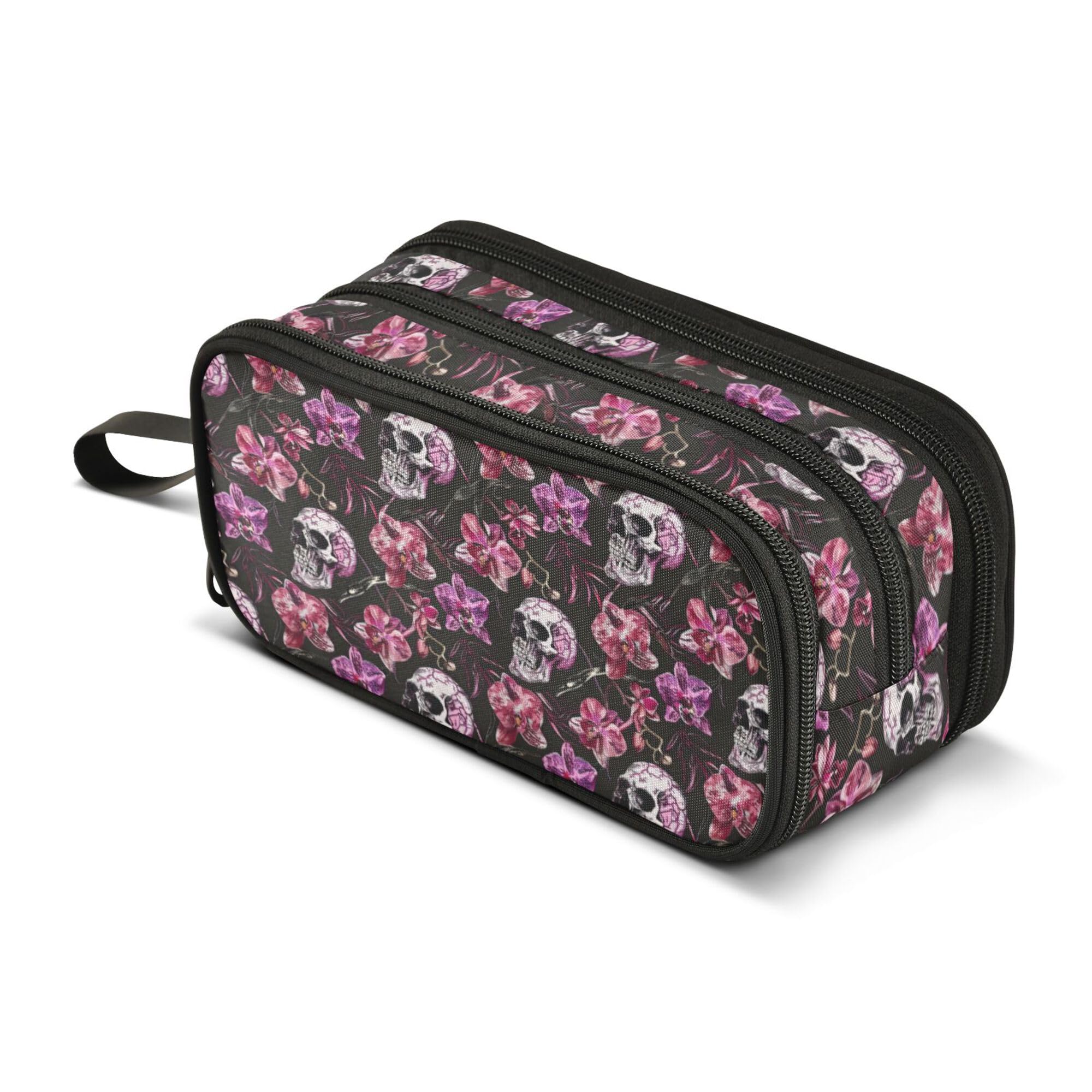 ALAZA Large Pencil Case, Big Capacity Pencil Bag Pen Pouch Holder 3 Compartments,Flowers Skeletons School Office Supplies Stationery Makeup Bag Storage Organizer for Students Girls Boys Women Men — image 1