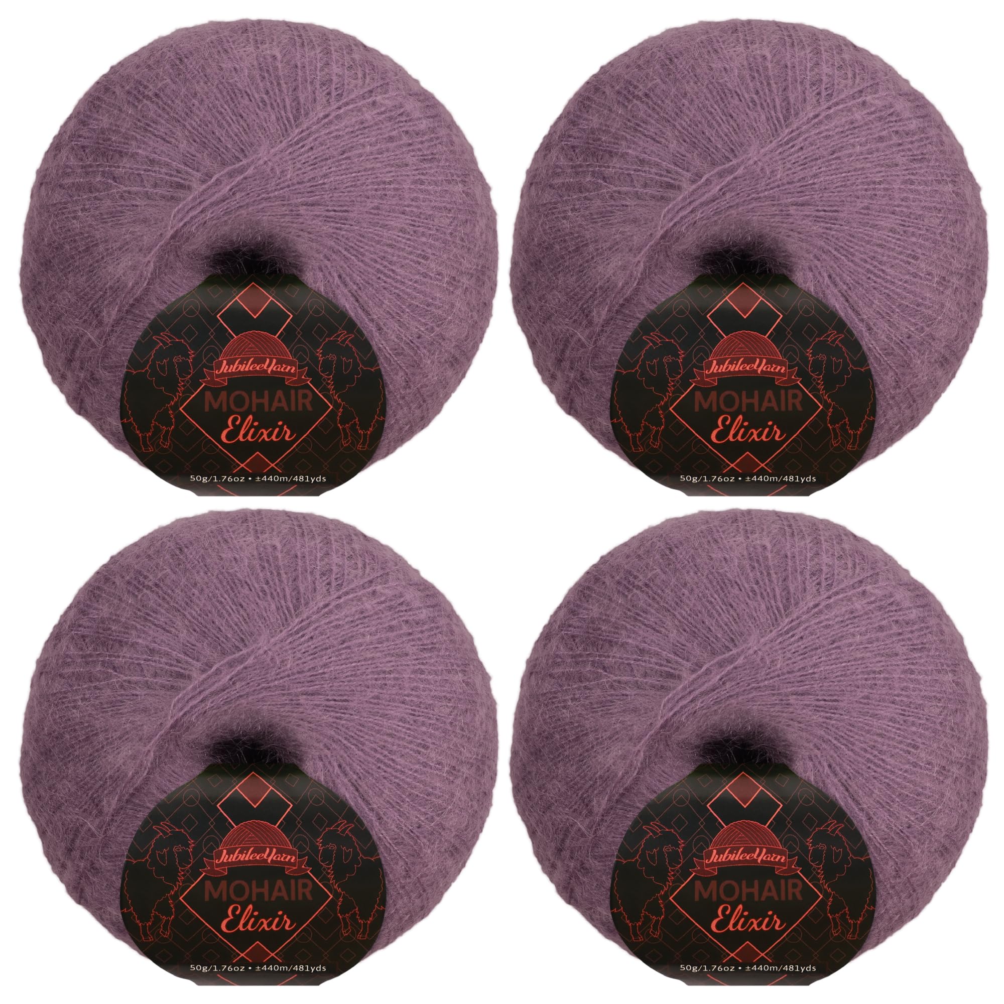 JubileeYarn Mohair Elixir Yarn - 50g/Skein Baby Wool Blend - Midnight Sangria - 4 Balls