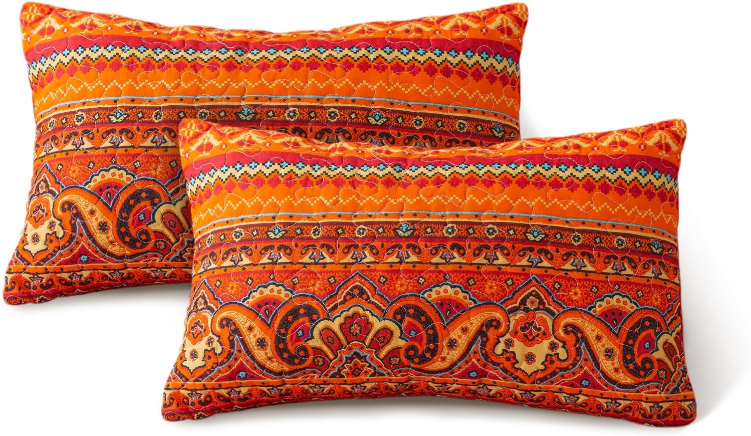 BEDIFANY 2 Pcs Cotton Throw Pillow Covers, Decorative Neutral Boho Cushion Covers Pillowcase for Couch Sofa Bedroom Living Room Home Decor Outdoor, 12 X 20 (Orange and red)