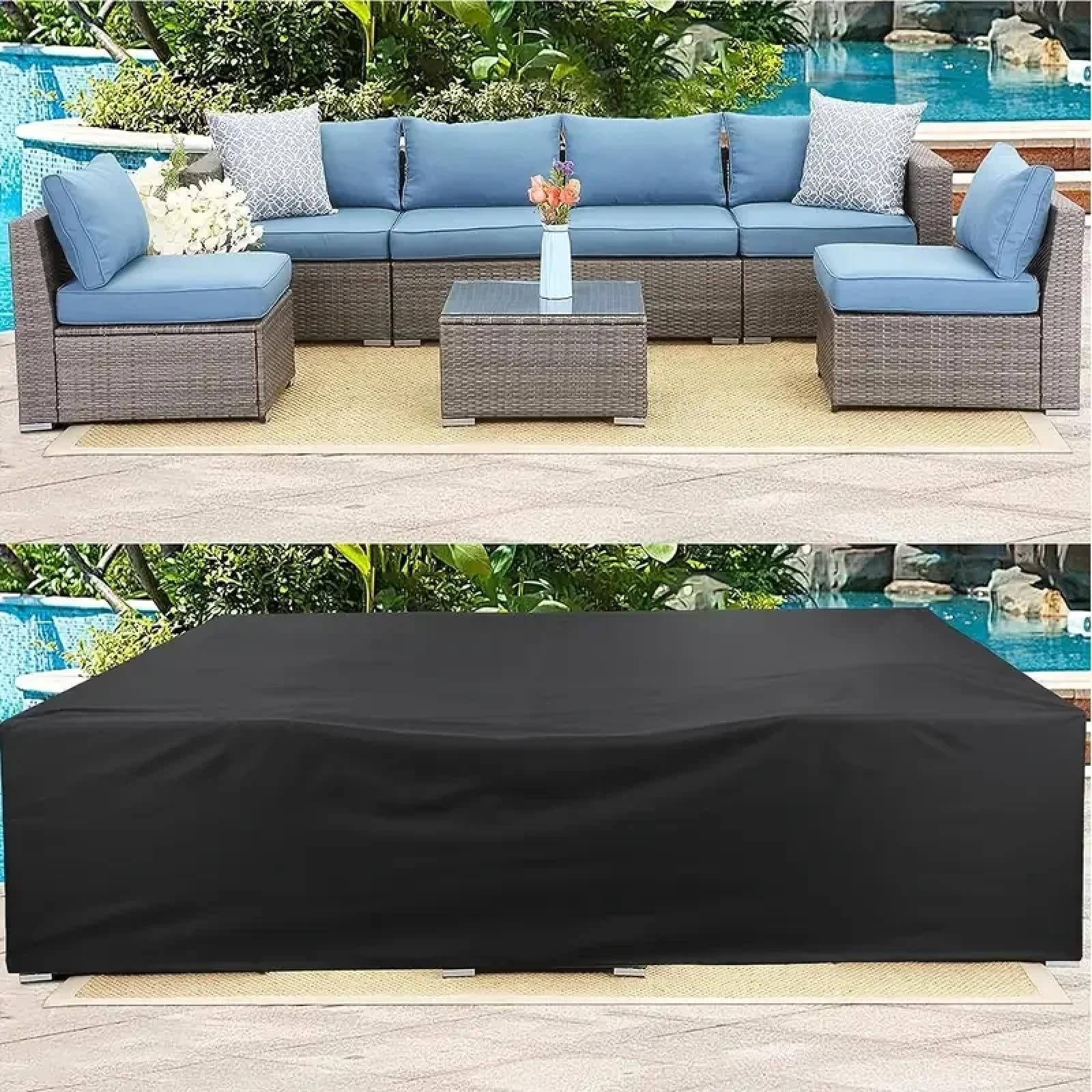 Cubierta para muebles de jardín, 220 x 80 x 70 cm (largo x ancho x alto), protección contra la lluvia y el polvo, 420D Oxford Anti-UV Lona para muebles de terraza, funda protectora