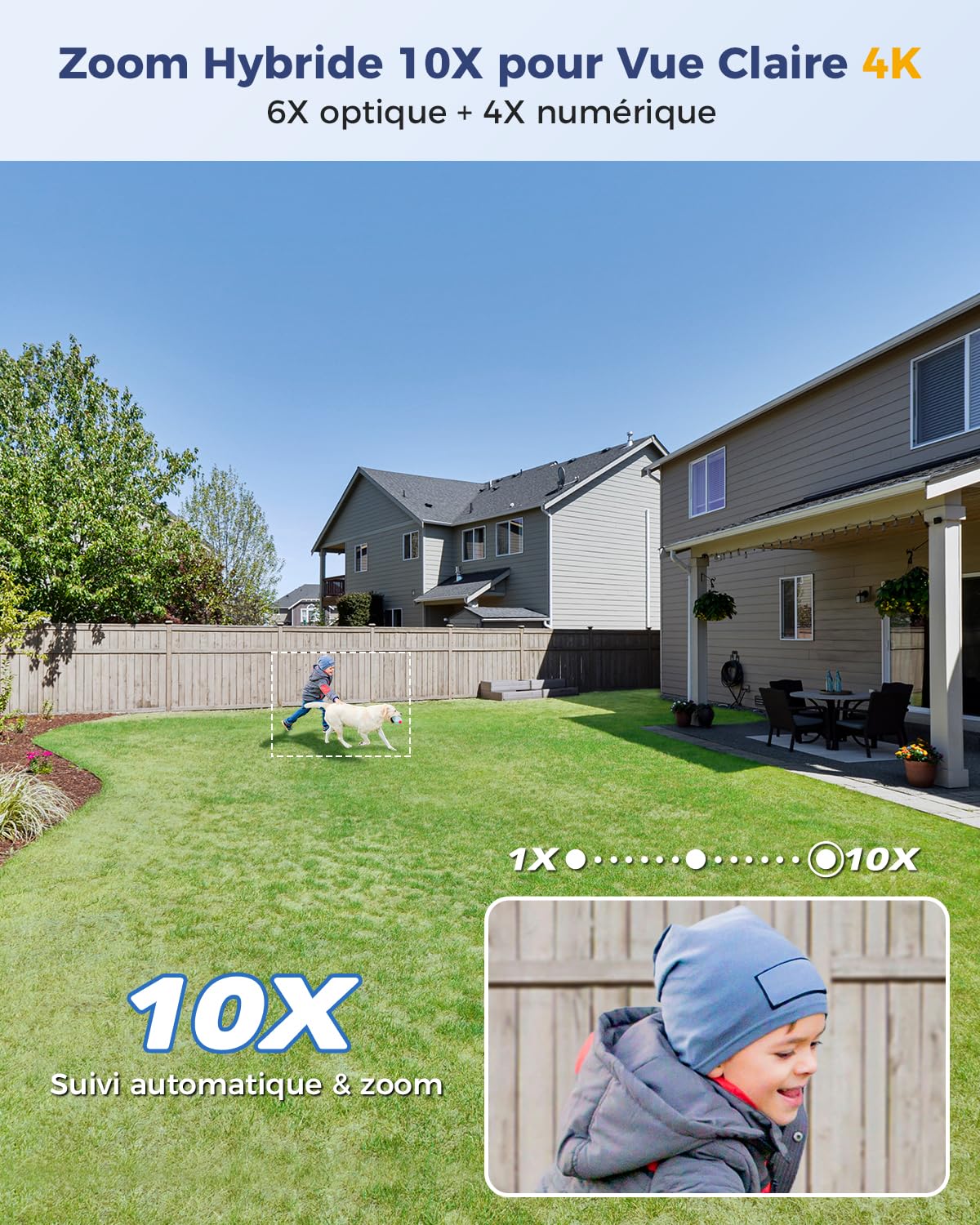 Ctronics 10X Zoom Hybride 4K Caméra Surveillance Extérieure, Double Objectif, Métal IP Camera 2.4/5GHz WiFi, Suivi Auto/Détection Hum/Véh/ANI, 256GB TF/Cloud, Vision Nocturne Color, IP66 (Blanc) | Métal IP Camera 2.4/5GHz WiFi, Suivi Auto/Détection Hum/ V