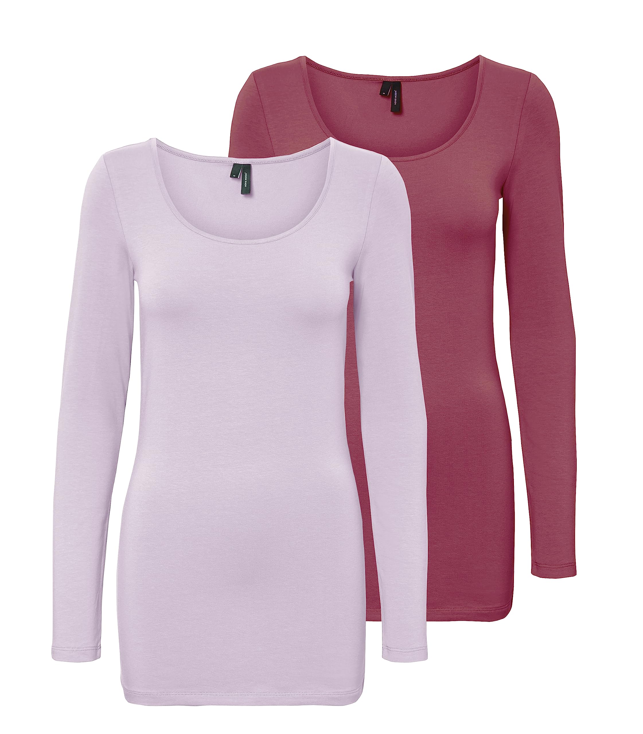 VERO MODA Damen VMMAXI My LS Soft Long U-Neck GA 2P, Lavender Fog/Hawthorn Rose, XS