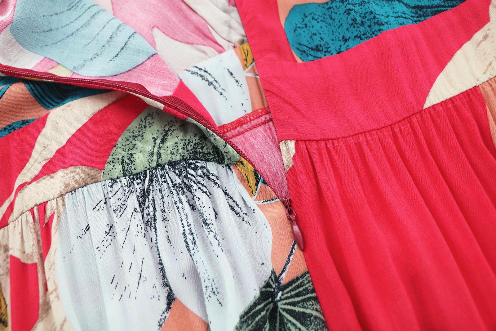 Vestito Donna Elegante Abito Estivo delle Donne con Scollo A V Bretelle Senza Maniche Stampa Fessura Stile di Vacanza Cravatta Vita Alta da Spiaggia-Bianco-l
