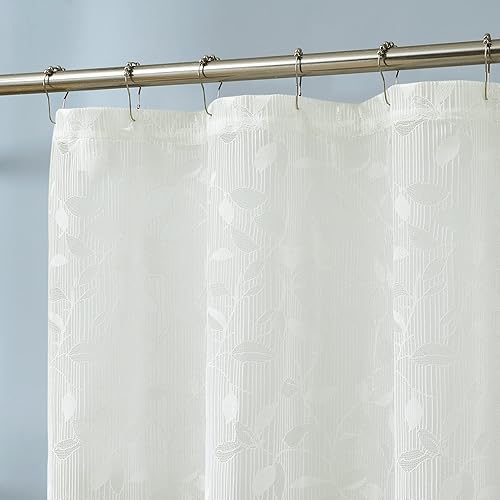 LINENZONE Cortinas de ducha de encaje con elegante diseño de hojas. Tamaño 72 x 72 pulgadas. Se pueden utilizar como cortina de ducha rústica o LINENZONE Cortinas de ducha de encaje con elegante diseño de hojas. Tamaño 72 x 72 pulgadas. Se pueden utilizar como cortina de ducha rústica o
