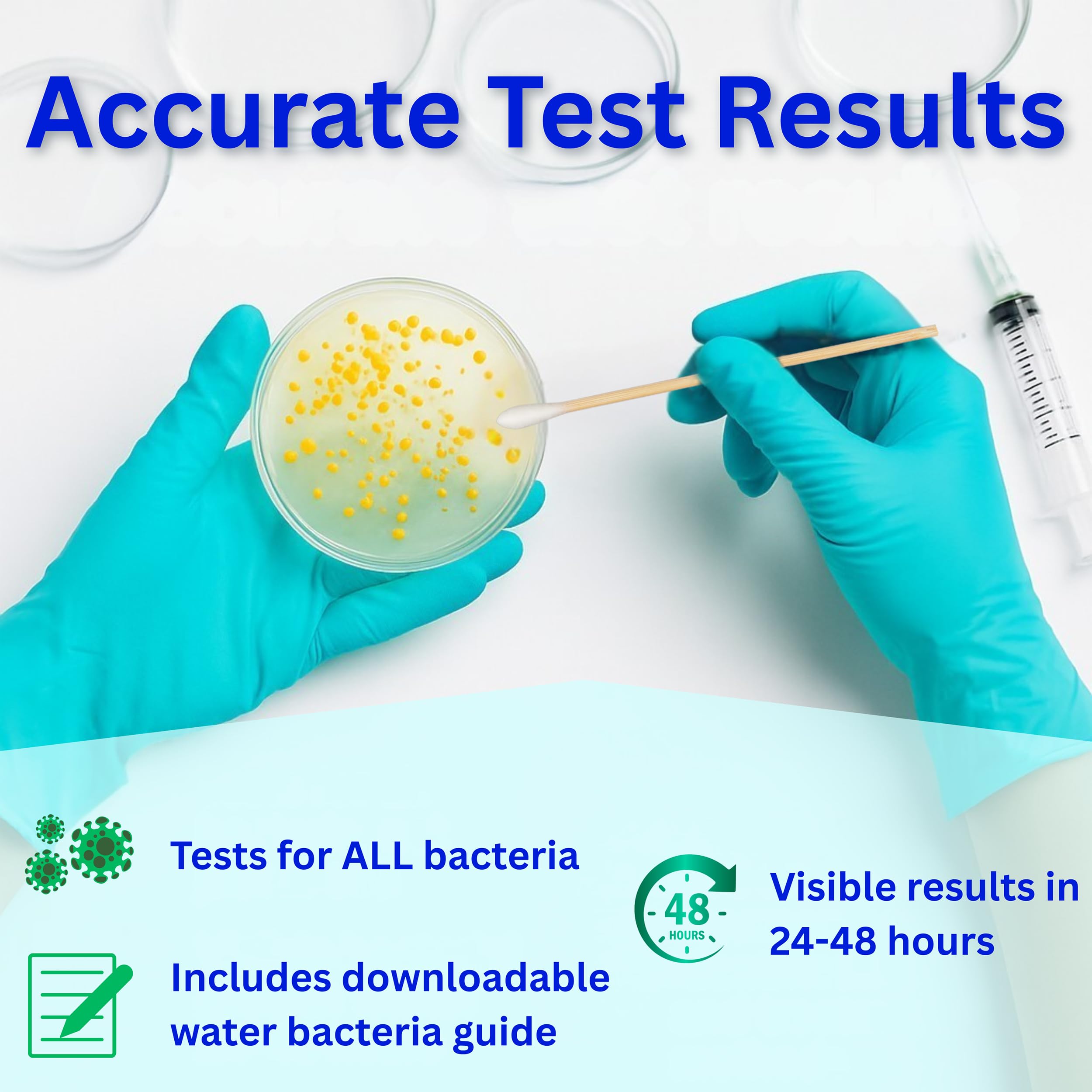 Evviva Sciences Water Bacteria Test Kit – 10 Tests for Total Bacteria, coliforms & E. coli. Lab-Ready agar Plates for Well, tap, Pool, & City Water. Fast DIY Results + Optional lab Report. - image 2