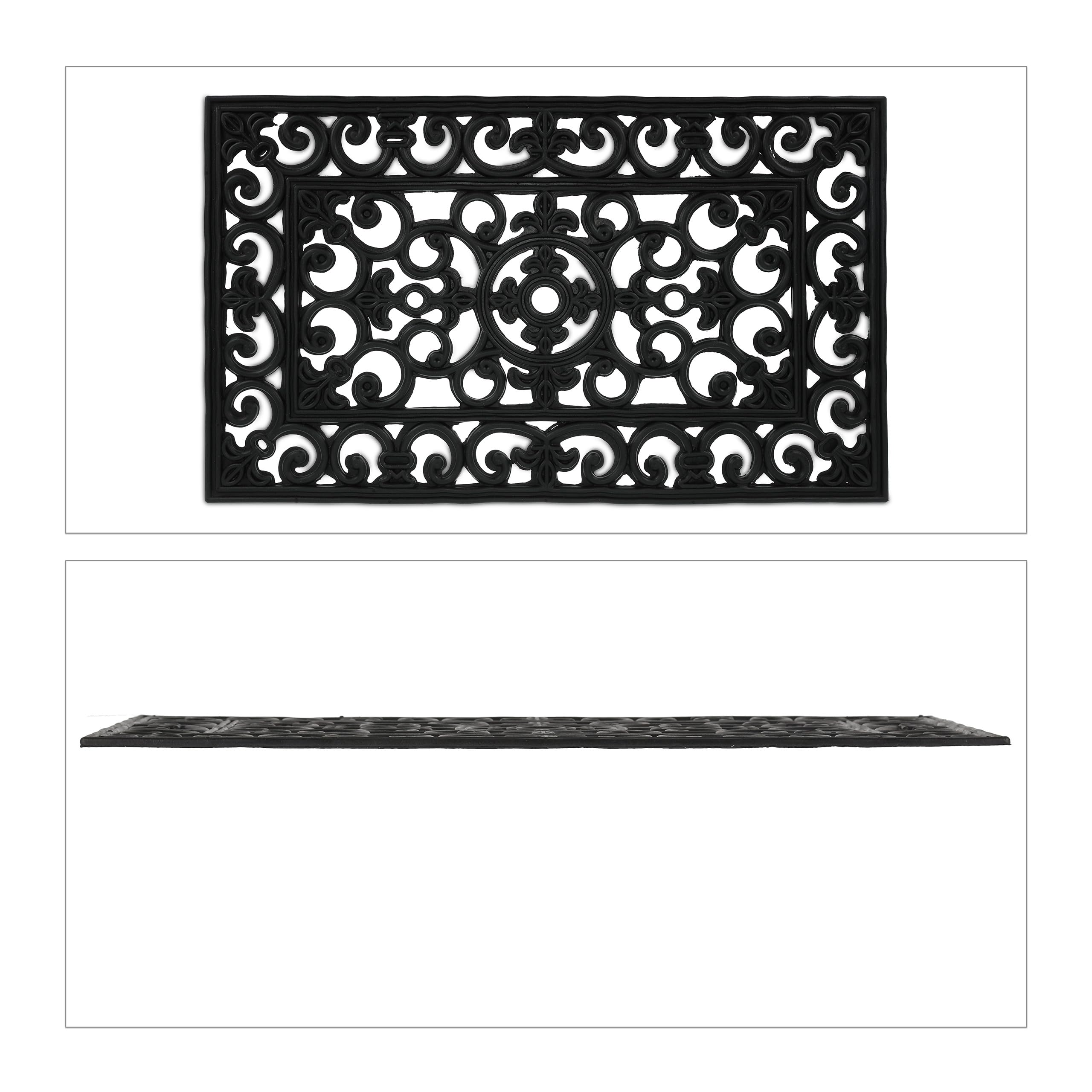 Relaxdays Tappeto in Gomma da Esterno, Zerbino Ingresso, Tappetino Antiscivolo, Resistente Intemperie, 45 x 75 cm, Nero, 1 pz