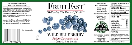 Miniatura 2 de FruitFast - Concentrado de zumo de arándanos silvestres 100 puro  Acres de Brownwood  Sin azúcar sin OMG sin gluten y sin BPA concentrado de jugo de