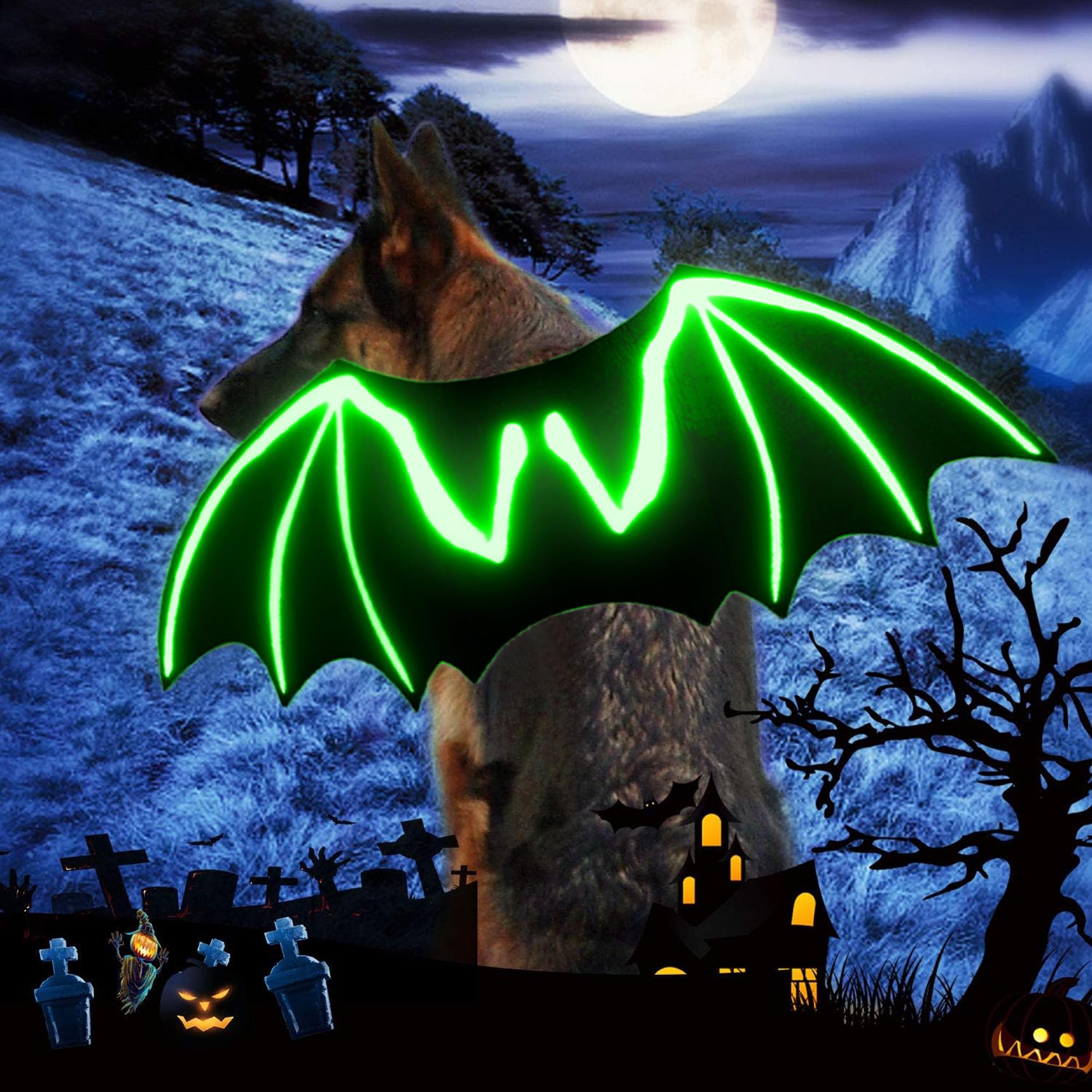 LIBRNTY Ali di Grande Cane,Ali di Pipistrello per Animali Domestici,Halloween Pet Costume,Decorazione Cosplay per Cani di Grossa Taglia,Feste di Halloween e Altro Ancora(Nuovo aggiornamento nel 2023)