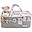 Lily Miles Baby Diaper Caddy - Organizer Tote Bag for Baby Girl Essentials - Baby Shower Basket - Nursery Must Haves - Registry Favorites - Newborn Caddie Car Travel - Gray/Blush, Extra Large