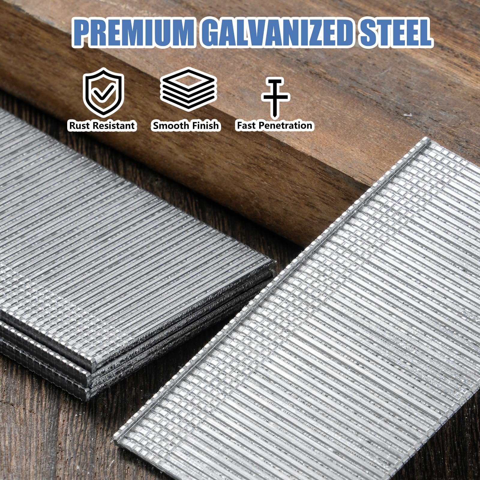 Gwoździe o prostym wykończeniu 16 Gauge, 1-3/10.2 cm, 1000 sztuk, ocynkowane, do pneumatycznej, elektrycznej gwoździarki 16GA z prostym wykończeniem
