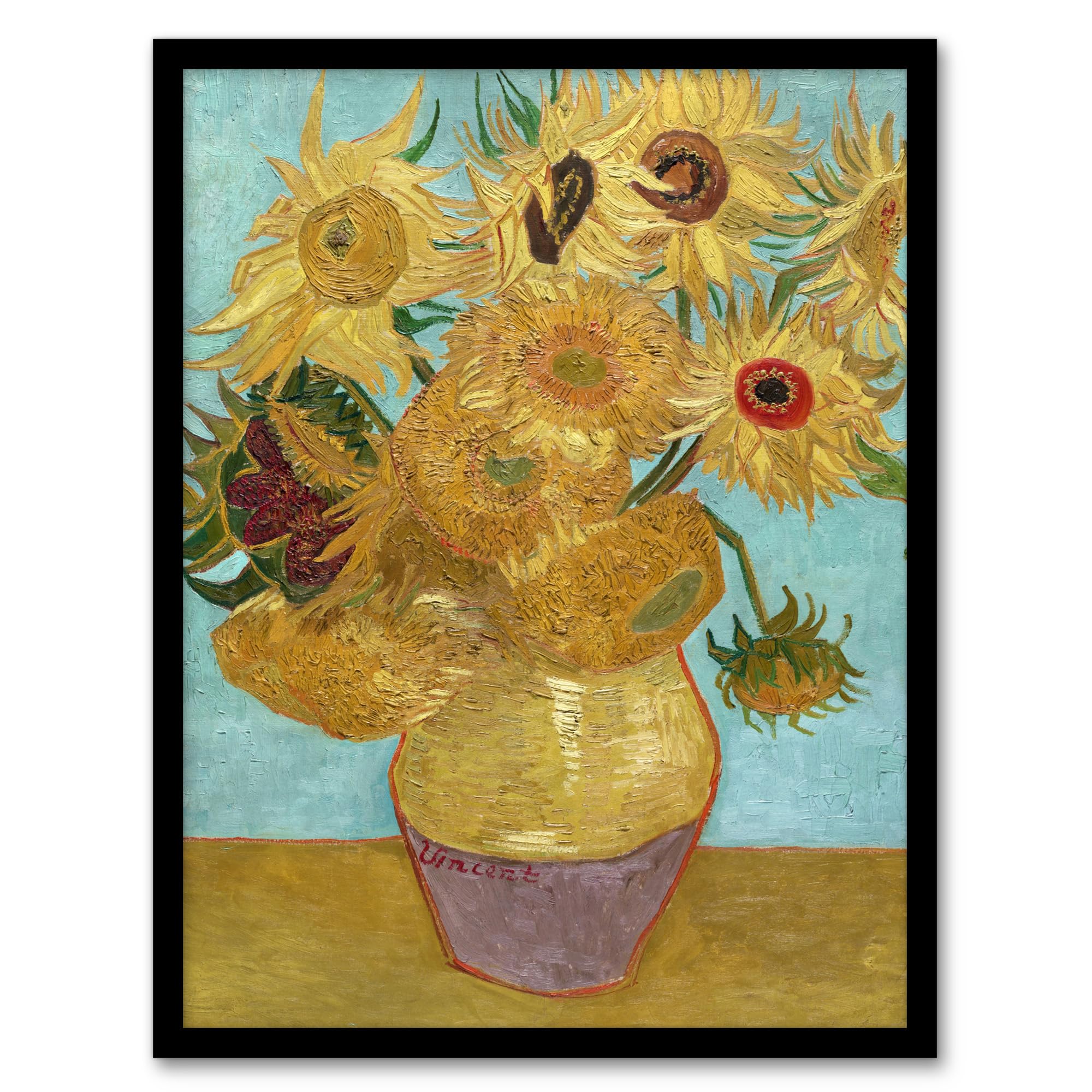 Artery8 Vincent van Gogh Vase with Twelve Sunflowers Framed Wall Art Print Home Décor A4