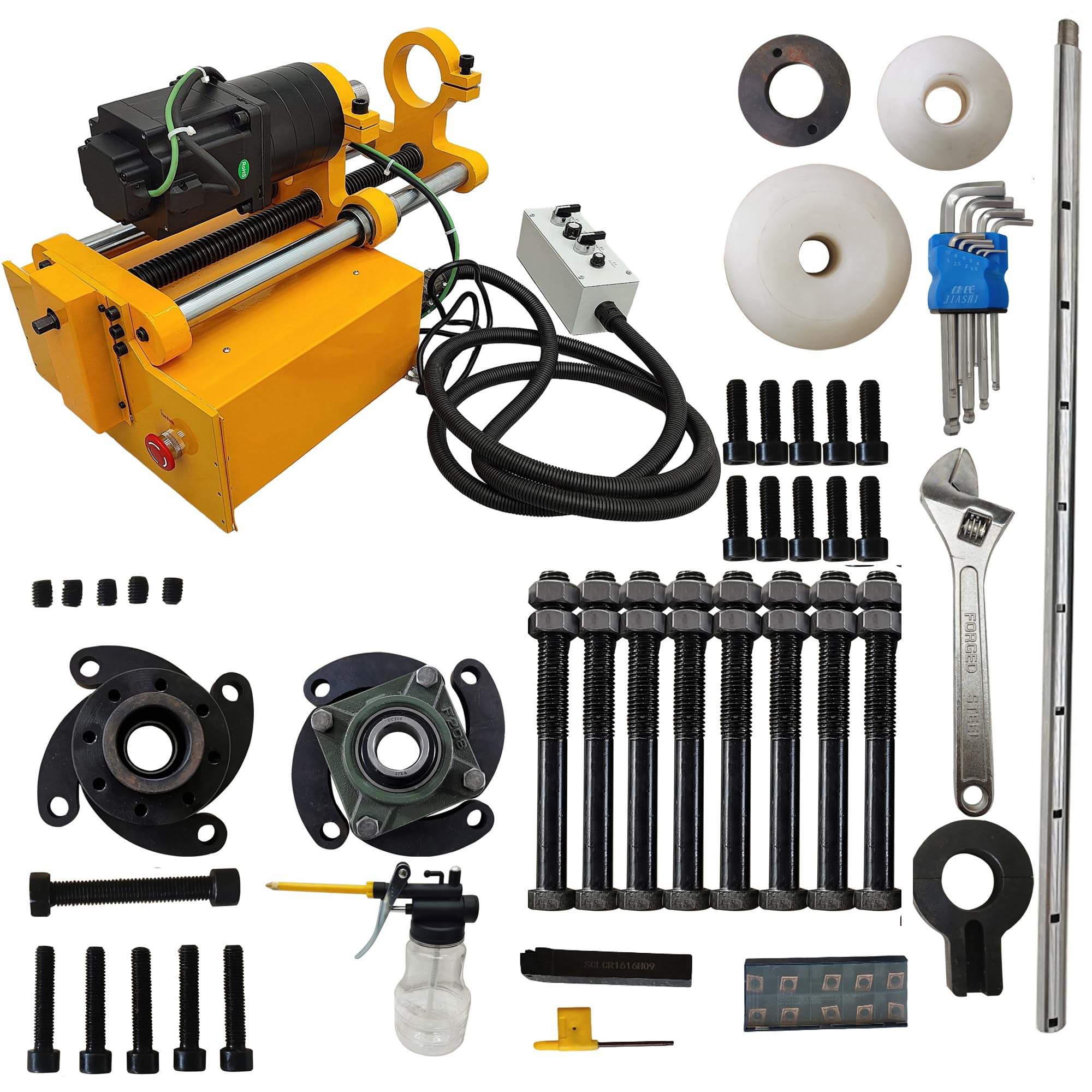 Portable Hole Drilling Machine 45-180mm/1.77-7.08in Hole Diameter Mechanical Line Boring with 4.92ft Connecting Boring Bar and Hand Controller for Excavator Loader Engineering Machinery