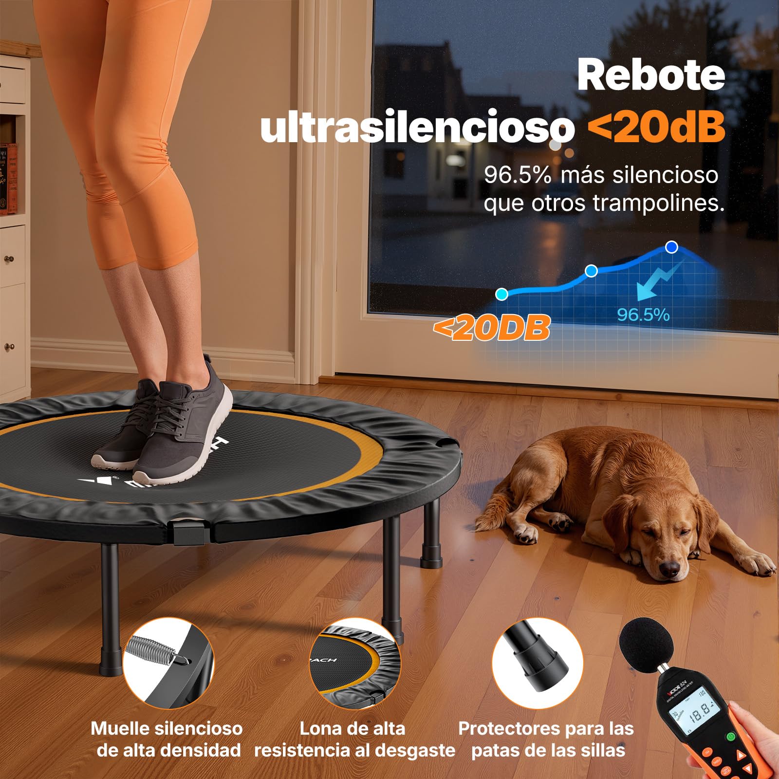 MERACH Trampolin Fitness Adultos 102cm 122cm Camas Elasticas Plegables Carga Maxima 330 LB