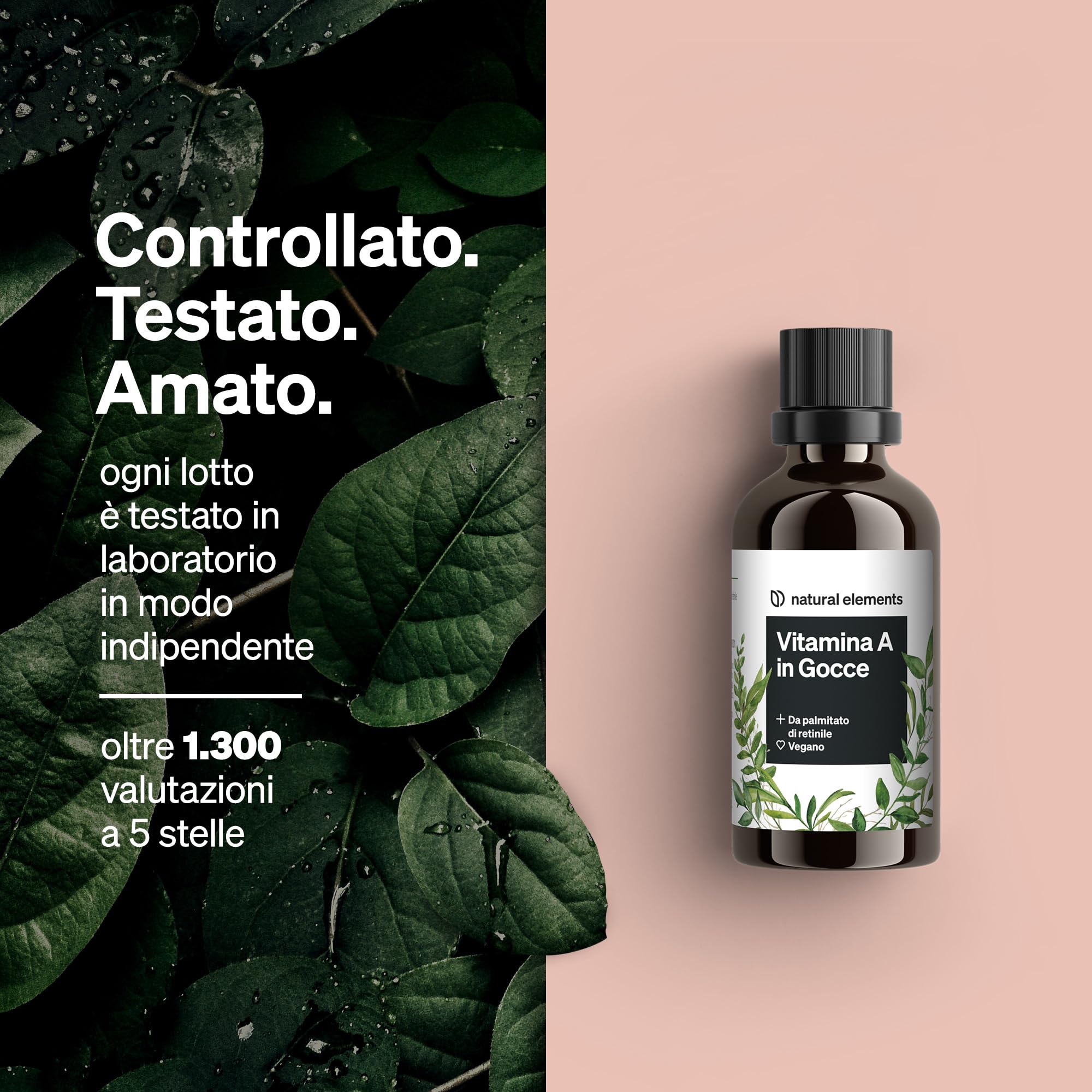 Vitamina A in Gocce – 50 ml (1.700 gocce) – vera vitamina A (palmitato di retinile) – disciolta in olio di cocco MCT – vegana, ad alto dosaggio e elevata biodisponibilità, senza additivi inutili
