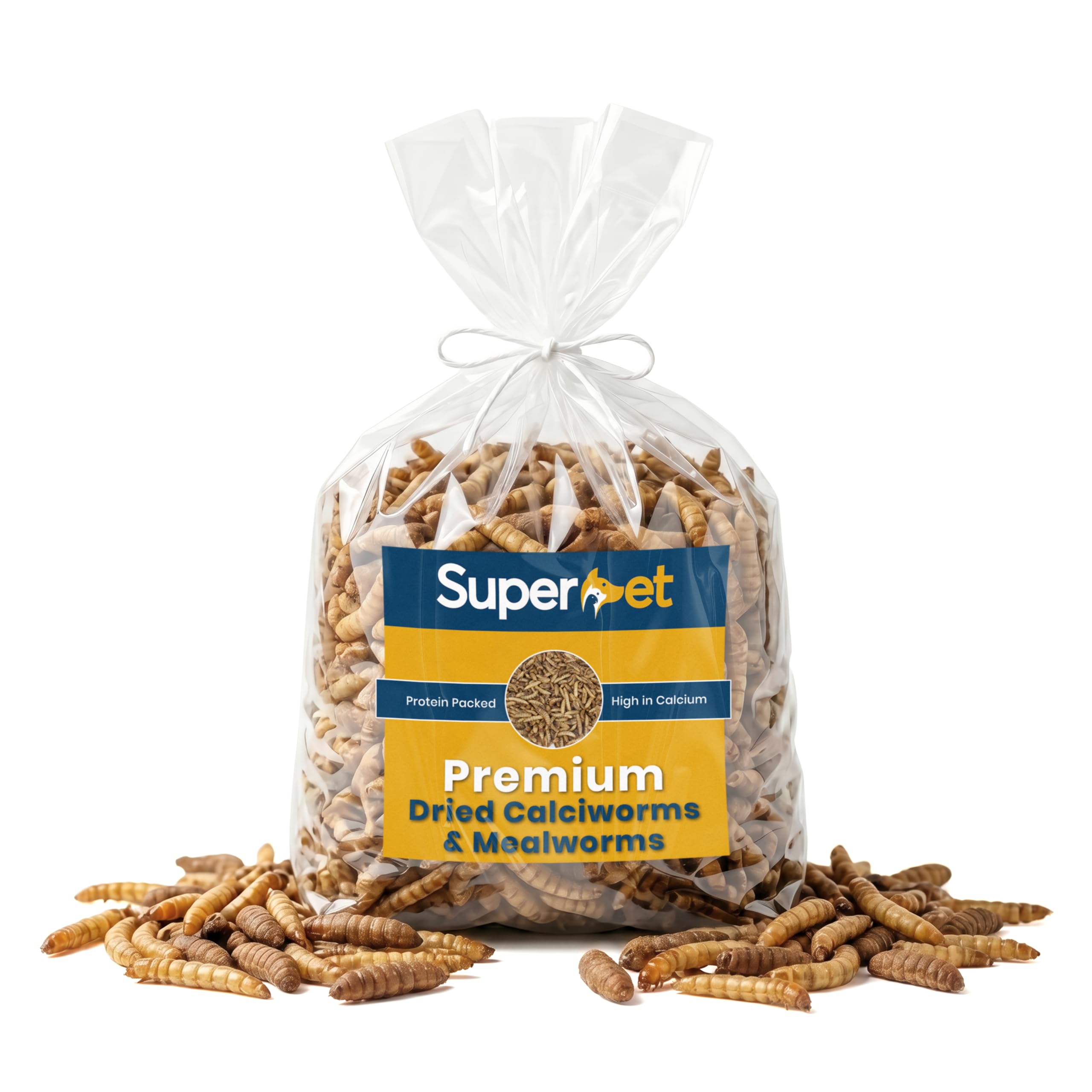 Superpet Dried Mealworms and Calci Worms 50/50 Mix for Wild Birds, High-Protein High-Calcium Bird Food for Robins, Blackbirds, Hedgehogs, Chickens and Fish (12.55Kg)