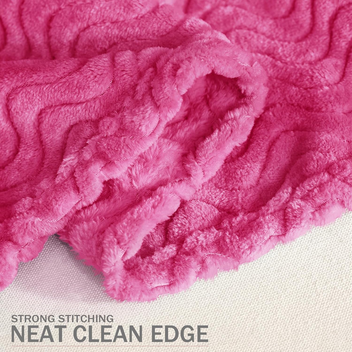 Exclusivo Mezcla King Blanket for Bed, Cozy Lightweight Fleece Blankets for All Season, Decorative Giftable Fuzzy Plush Wave Textured Suitable for Women, Men, Hot Pink, 90x104 Inches - Image 7