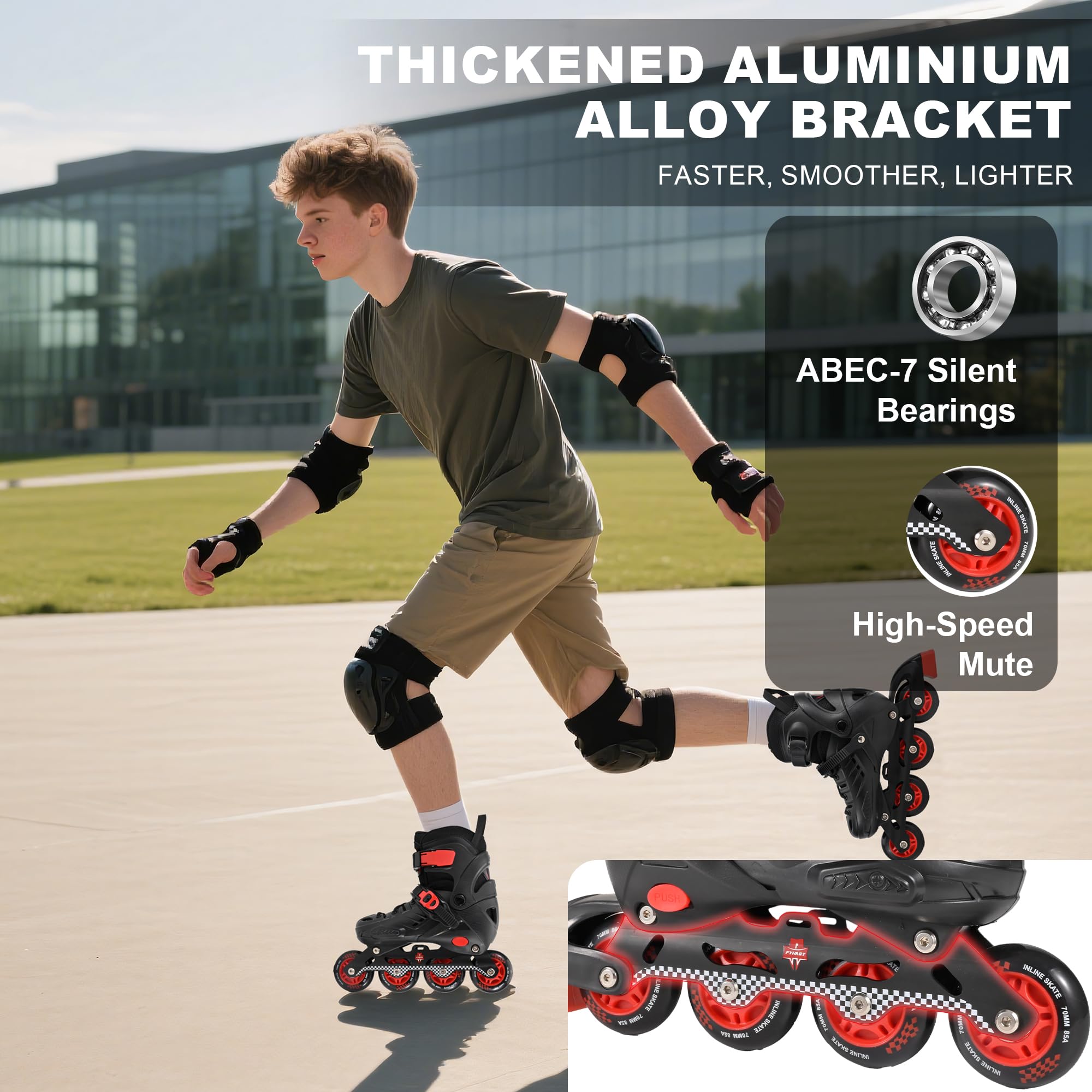 DUZSKJ Patins à roulettes Rollers en Ligne réglables pour garçons et Filles, Patins à roulettes pour Enfants pour Jouer à l'extérieur - 4