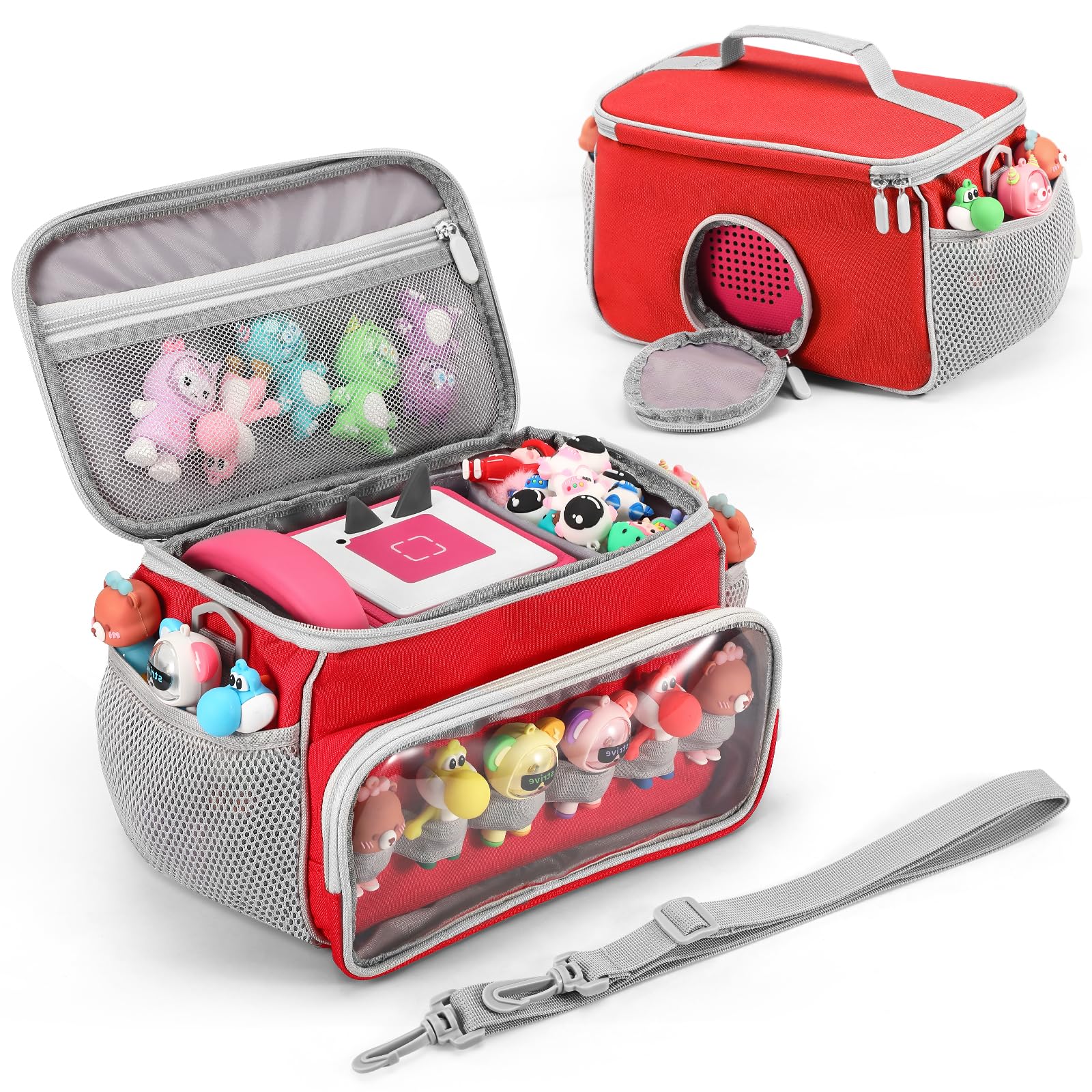 PISOSN Portable Carrying Case Compatible with Toniebox Starter Set and Tonies Figurines, Carrying Bag for Toniebox 2 & Accessories (Red)