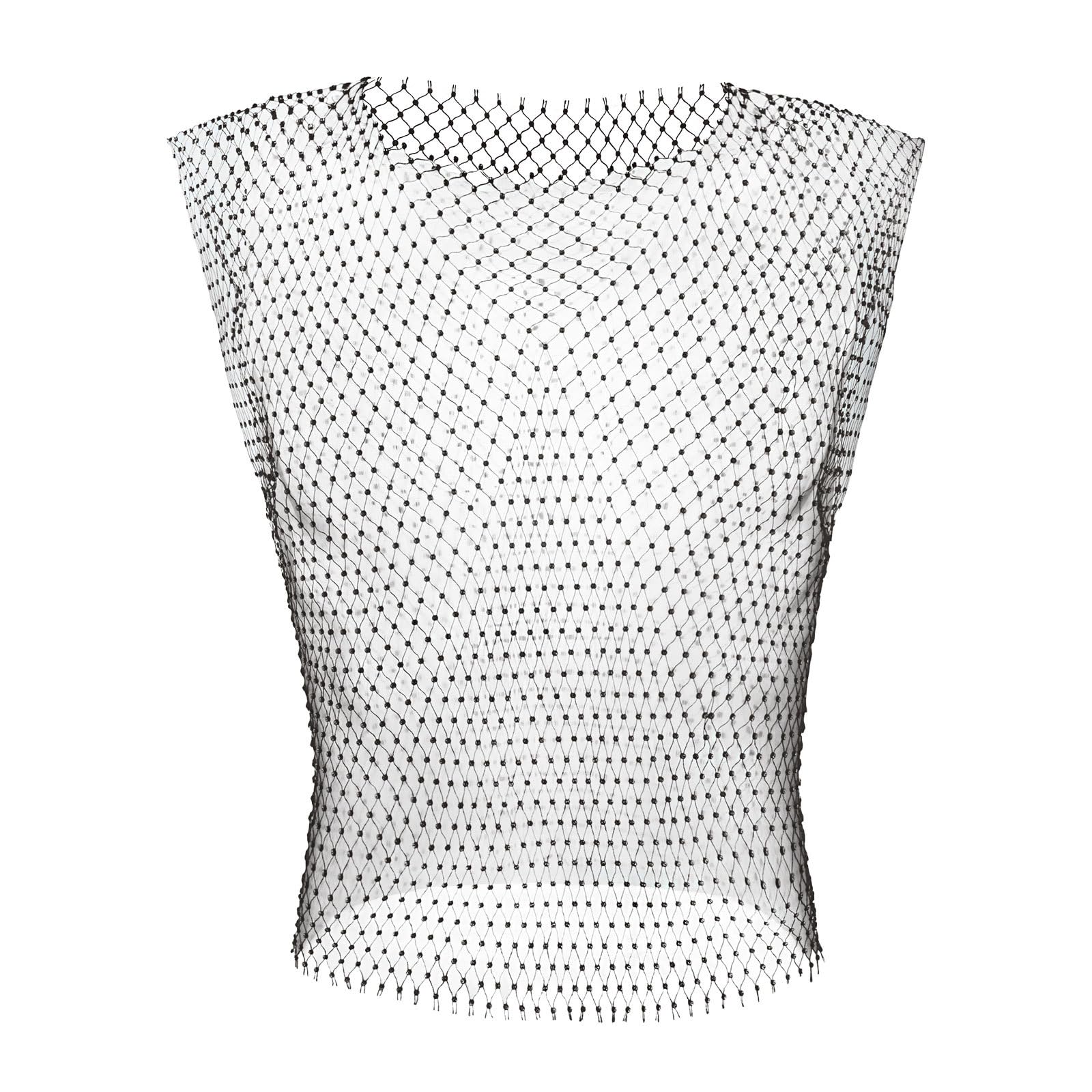 Haut en maille avec strass pour homme, débardeur sexy court rave, gilet transparent