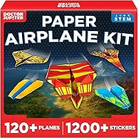 Doctor Jupiter Paper Airplane Kit for Kids 6+ | 120+ Planes, 1200+ Stickers, STEM Flight Science Toy | Birthday Gift Boys Girls