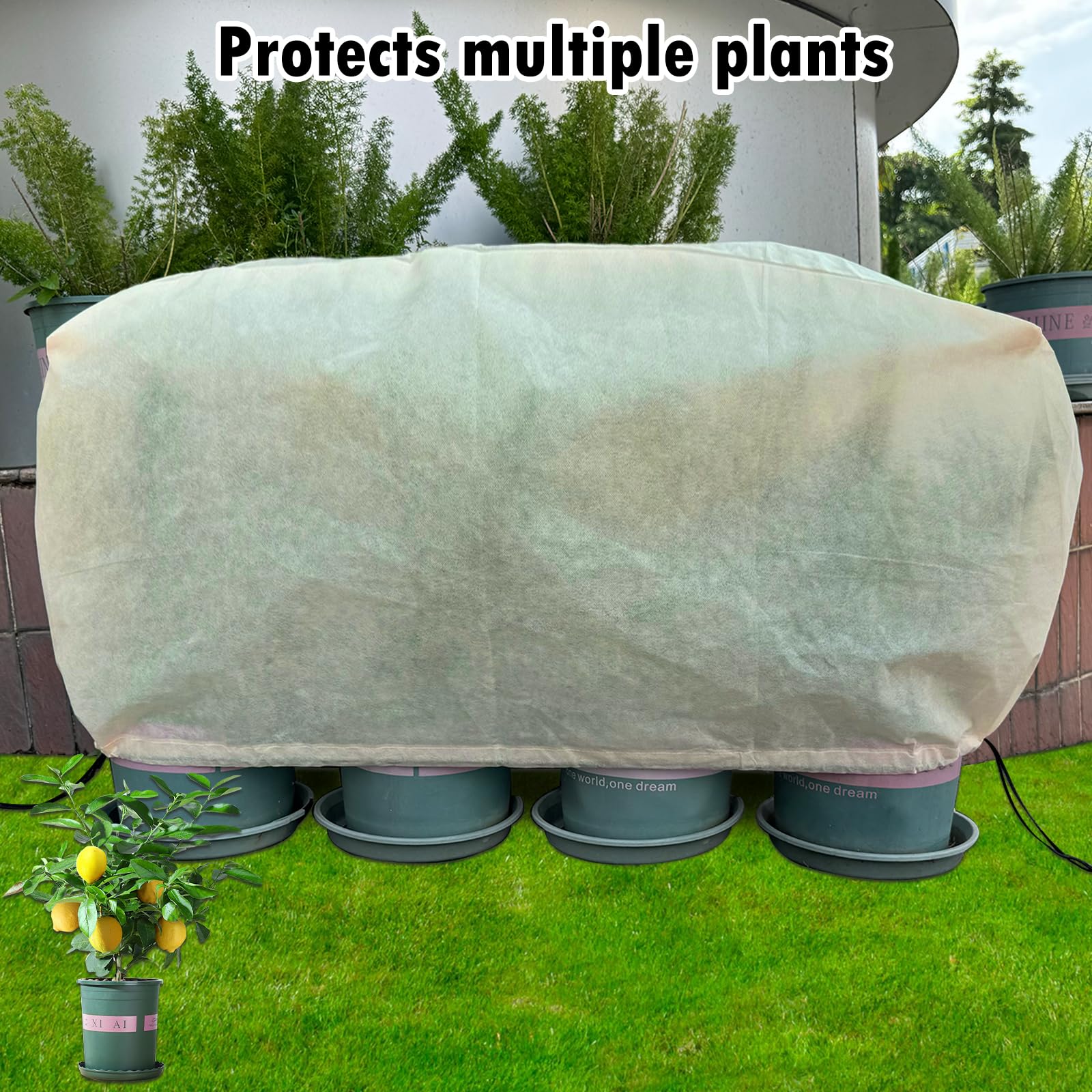 Cubierta rectangular para plantas, protección contra heladas, (175 x 40 x 45 cm, 4 piezas) Cubierta grande para plantas, manta de invierno para heladas, bolsa con cordón, protege las plantas de