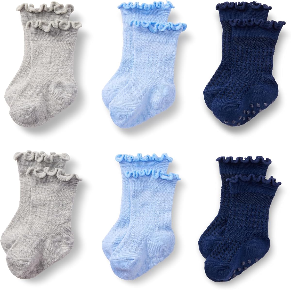 Amazon Essentials x Sofia Grainge Toddler and Baby Girls' Scallop Top Socks with Non-Slip Grippers
