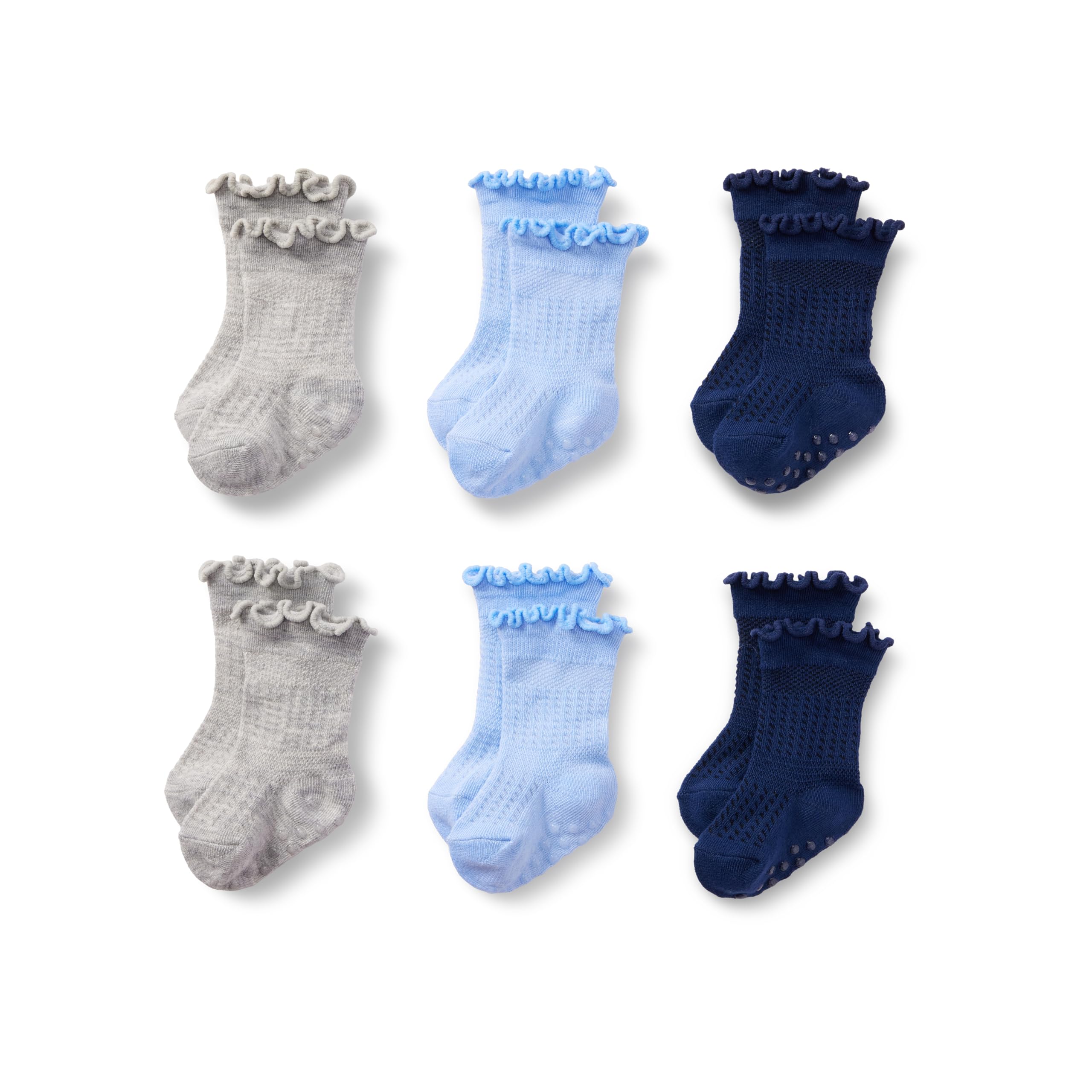 Amazon Essentials x Sofia Grainge Calcetines Festoneados Bebé y Niña Pequeña, 6 Pares 4-5 años Azul Claro/Azul Marino/Gris Mezcla