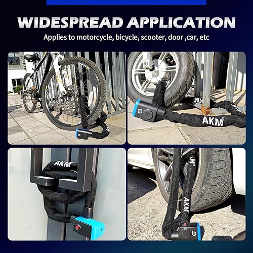 Miniatura 6 de AKM Alarma segura de 80 db de largo 4 pies47.2 in de largo, antirrobo, resistente, cadena de motocicleta de 38 pulgadas de grosor, a prueba de