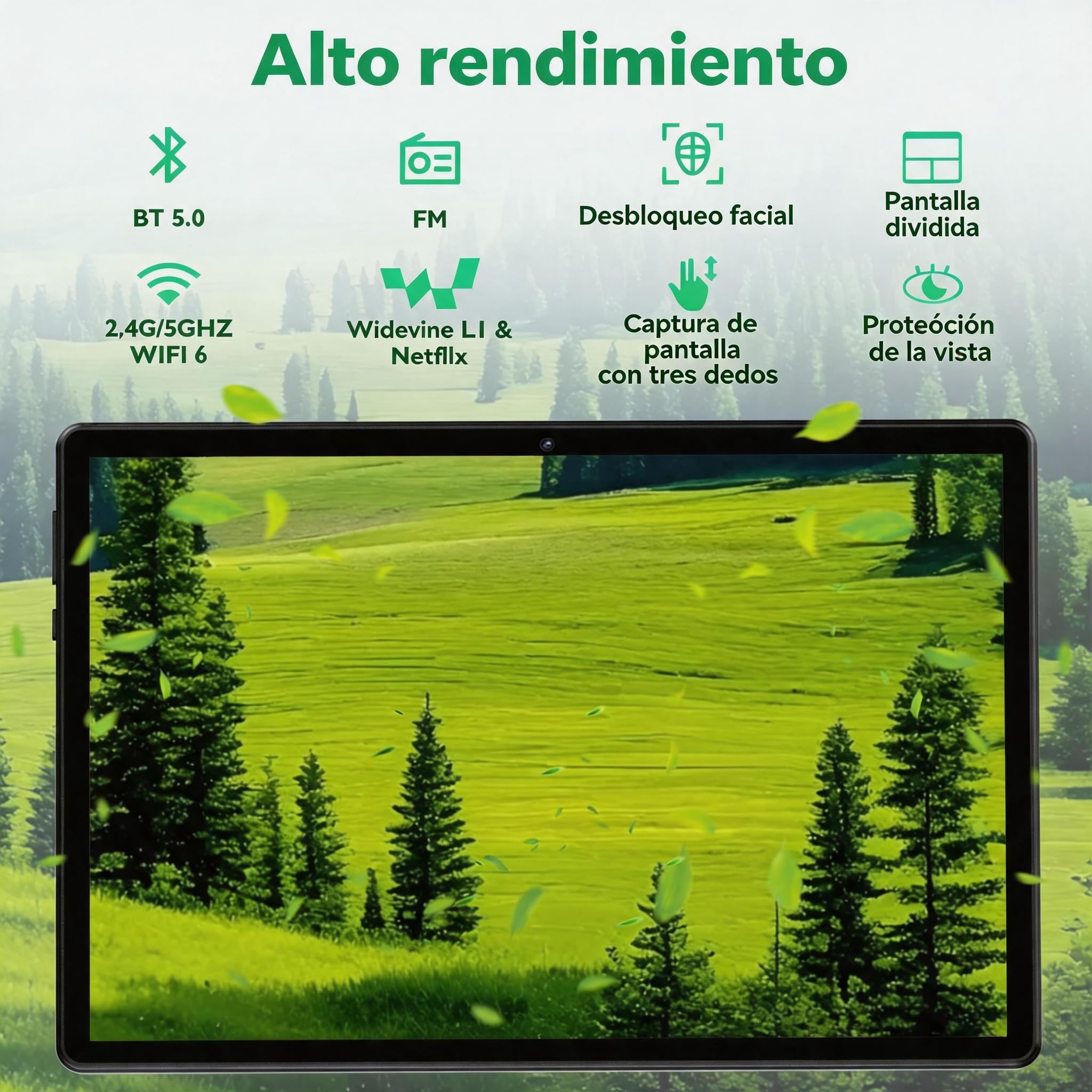 Tableta Android 15 10 Pulgadas 18GB RAM 128GB Almacenamiento IPS 1280x800 Octa-Core 6000mAh