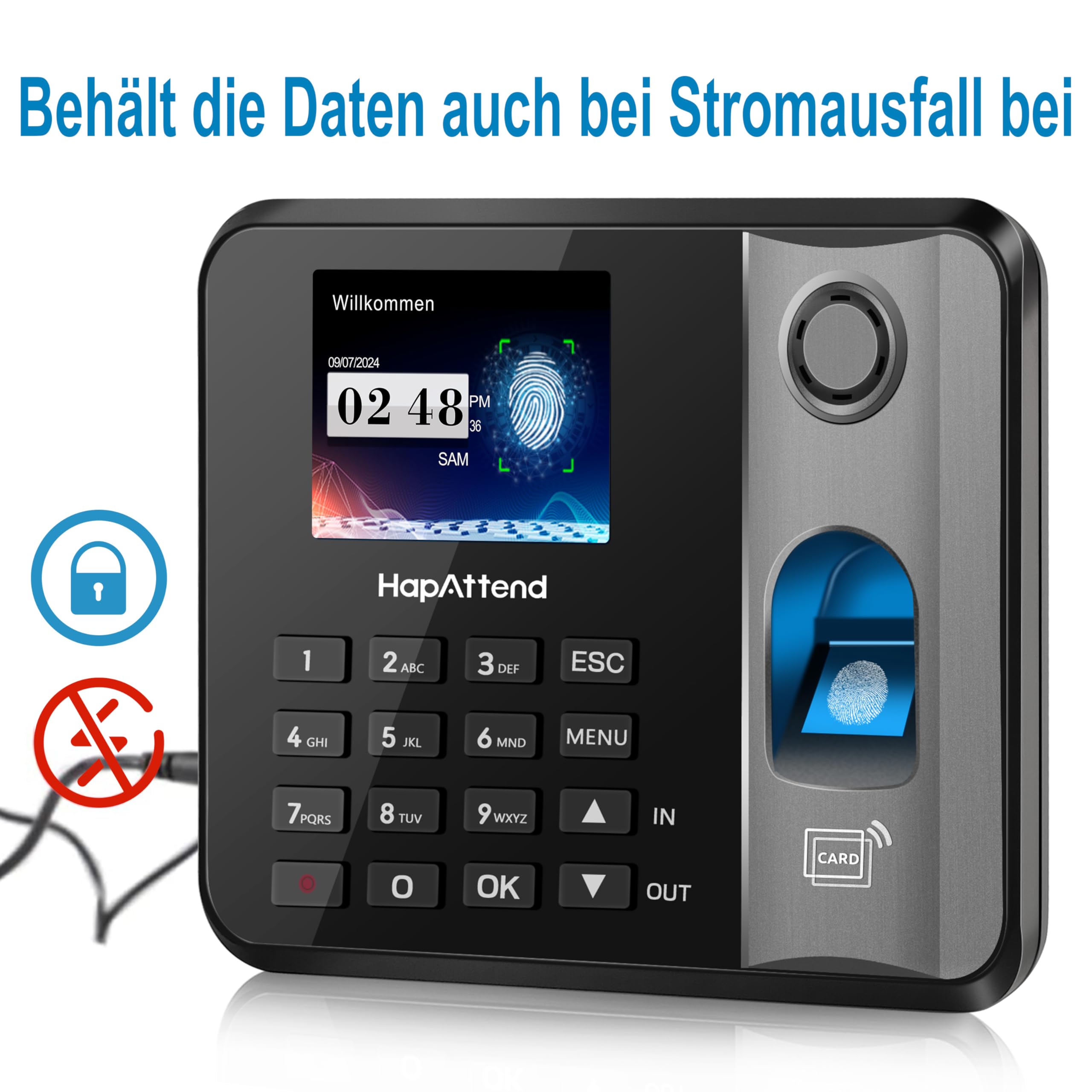 Zeiterfassung für kleinbetriebe Deutsche Ausgabe, Stechuhr zeiterfassung Mitarbeiter mit 15 RFID, 0 monatliche Gebühren Fingerabdruck stempeluhr arbeitszeiterfassung stempeluhr