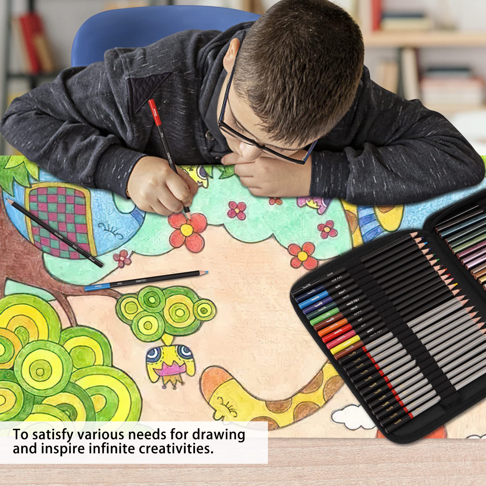Kit de 73 fournitures artistiques avec aquarelle, graphite, métal, fusain et crayons de couleur, accessoires de croquis, de coloriage et de peinture pour enfants, adultes, débutants et artistes