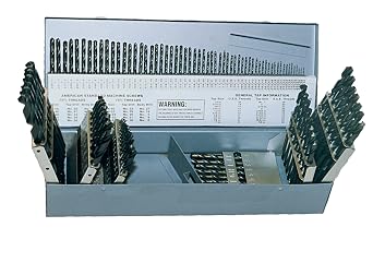 Cle-line "C21127 Style 1899 High Speed Steel General Purpose Jobber Length Drill Set, Steam Oxide Finish, 1/16"" - 1/2"" Size, 115 Pieces"