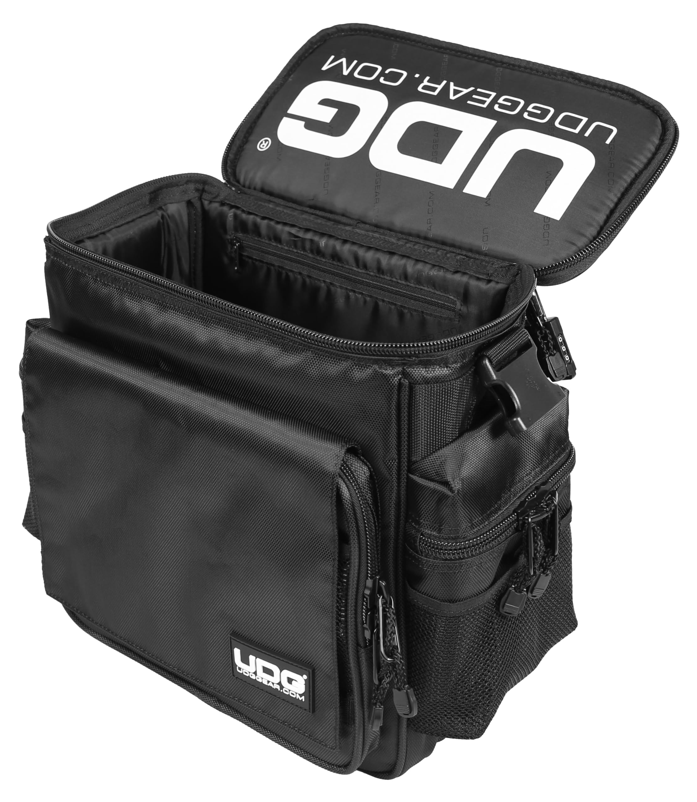 UDG Ultimate SlingBag MK2 Black (U9630) - Borsa per Trasporto Vinili, Controller, Interfaccia Audio, Cuffia e Cavi, Nero
