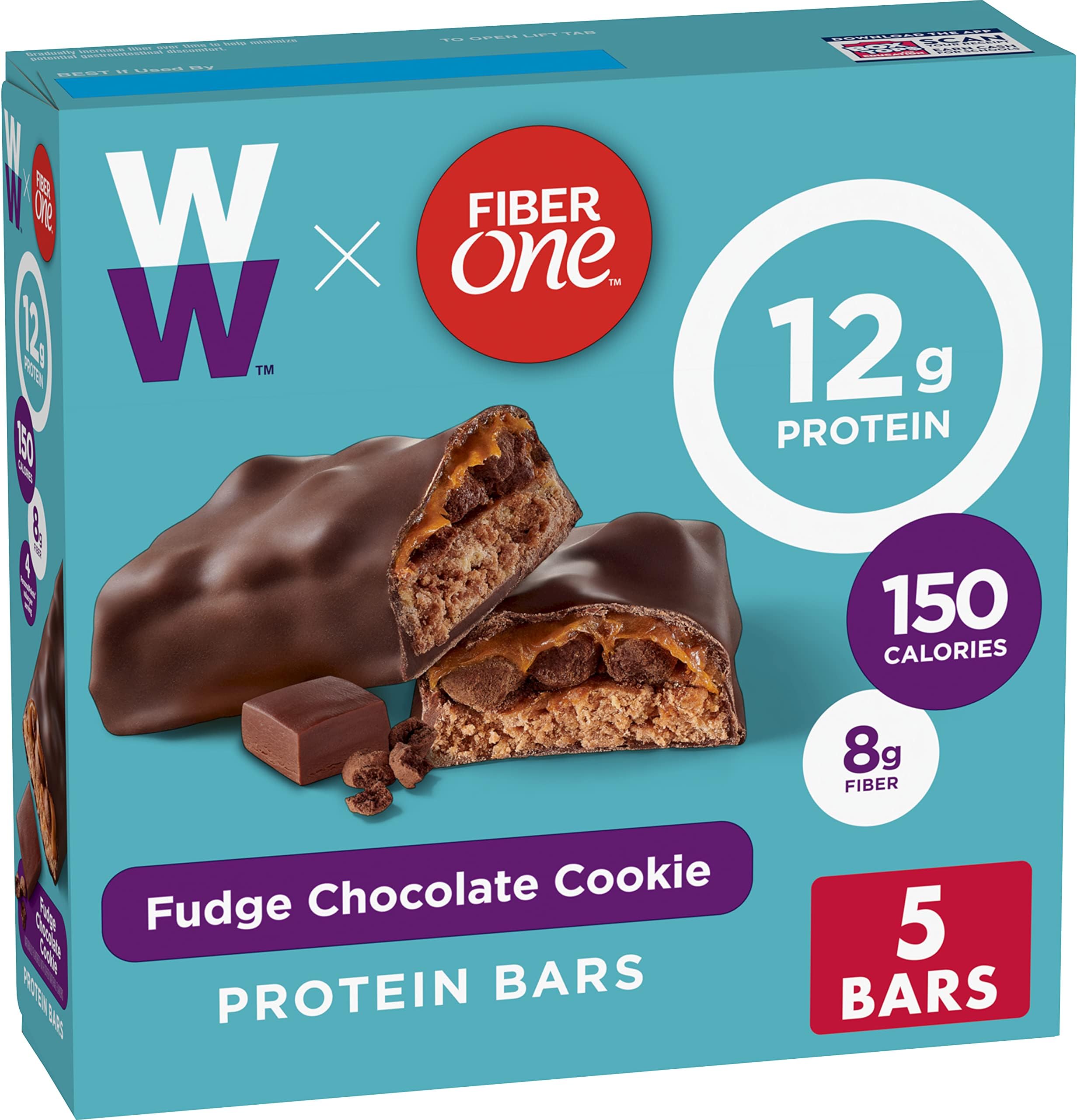 Fiber One Weight Watchers Chewy Protein Bars, Peanut Butter Cocoa Crumble, 5 ct