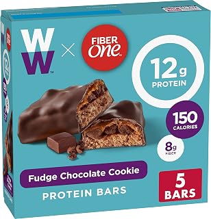 Fiber One Weight Watchers Chewy Protein Bars, Fudge Chocolate Cookie, 5 ct