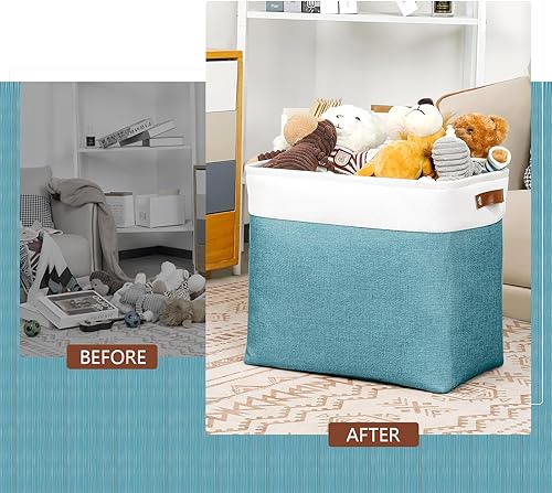 Vista 241 de DULLEMELO Canastas de almacenamiento pequeñas de 15 x 6 x 5.5 pulgadas, contenedores de almacenamiento de tela para tanque de inodoro