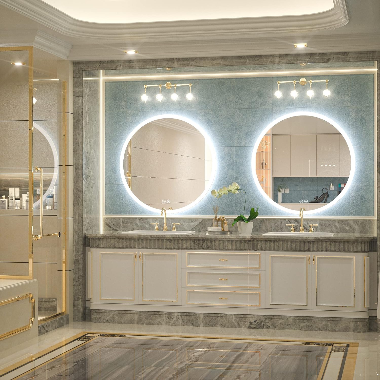 Espejo Baño Led Redondo Axentia Espejo Con Iluminación LED, Espejo De Baño Táctil, Aprox. 70 X Espejo Baño Con Luz