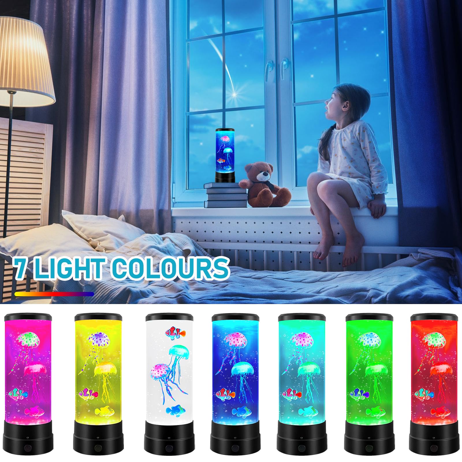 AONESY Lampada LED Jellyfish Lamp 17 colori, lampada lava Jellyfish Lamp acquario Auallen per bambini con telecomando, lampada acquario decorativa AONESY Lampada LED Jellyfish Lamp 17 colori, lampada lava Jellyfish Lamp acquario Auallen per bambini con telecomando, lampada acquario decorativa