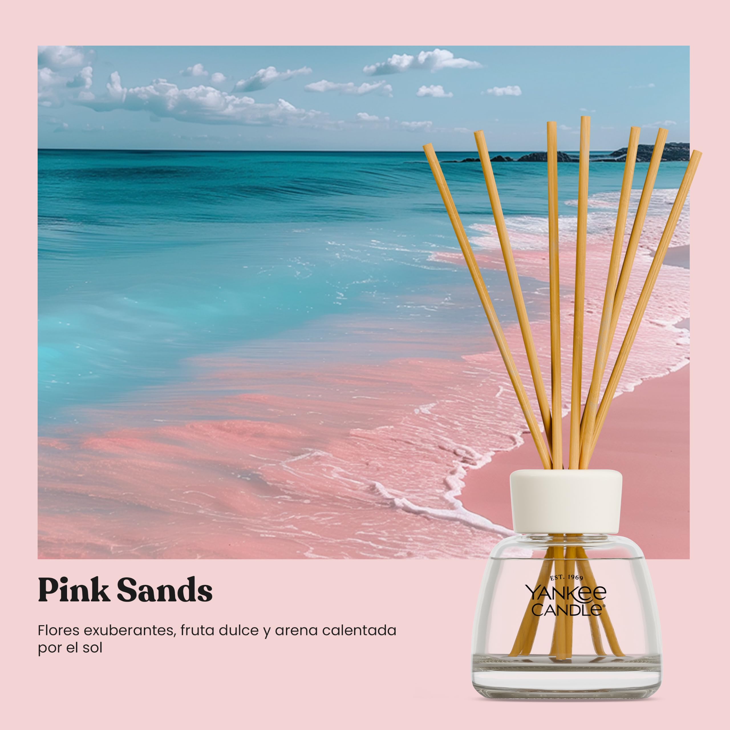 Yankee Candle Difusor de varillas | Pink Sands | Para espacios pequeños y medianos | Hasta 10 semanas de fragancia