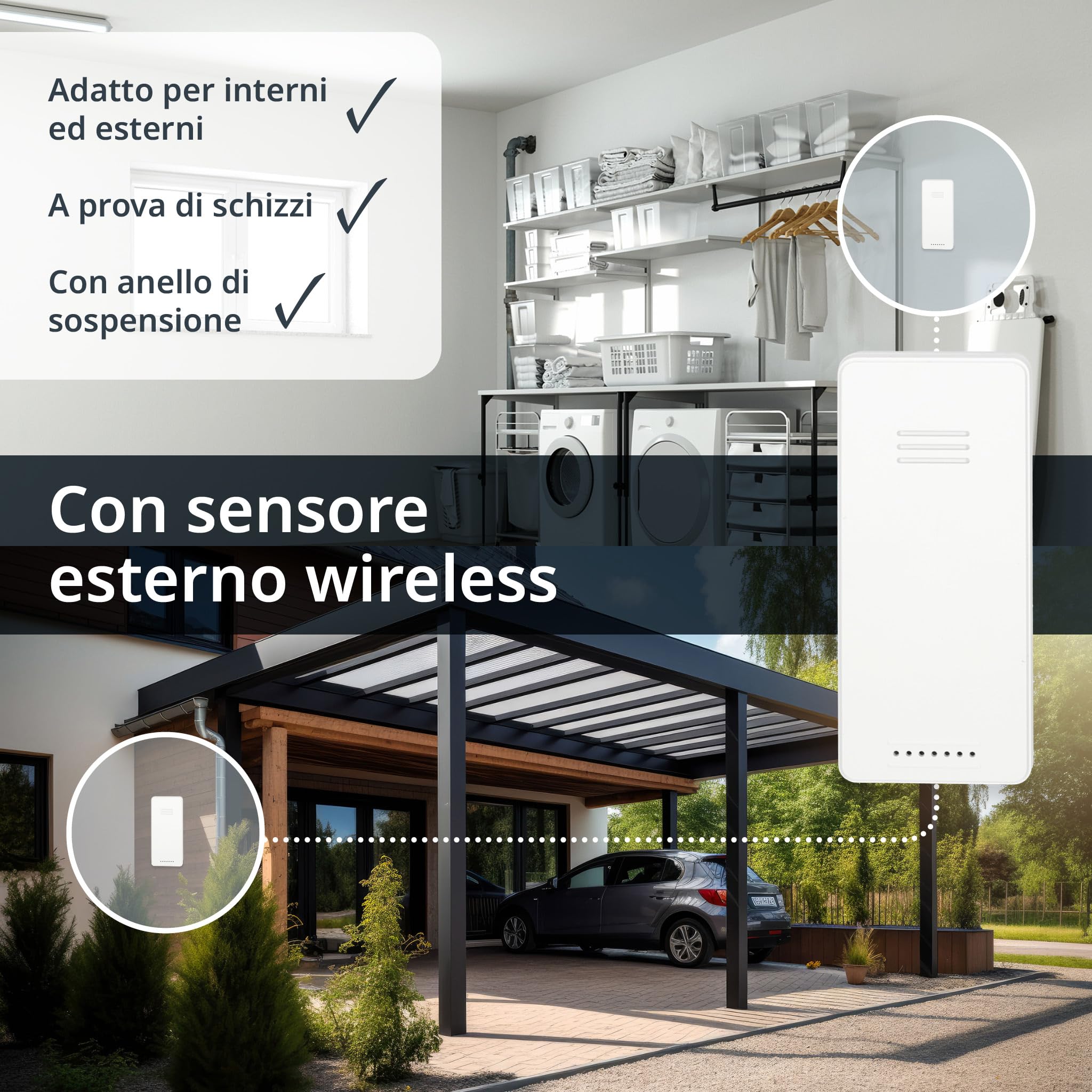 ADE Stazione meteorologica digitale con sensore esterno | termometro per temperatura interna ed esterna | orologio e calendario radiocontrollato con giorno della settimana | batterie incluse | nero