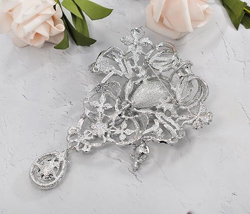 Vista 6 de Gyn&Joy Broche para mujer, 5 pulgadas, con diamantes de imitación de cristal transparente